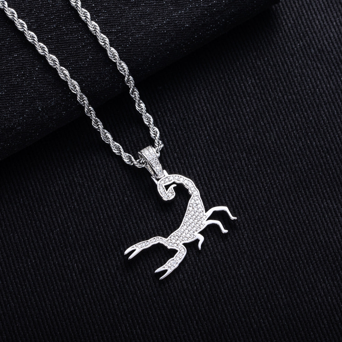 S925‑Silver Moissanite Fully‑Set Hip‑Hop Scorpion Pendant