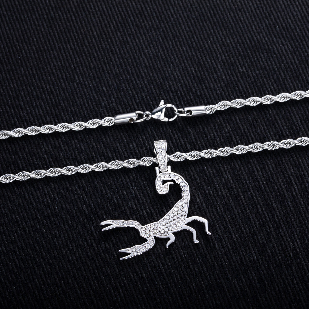 S925‑Silver Moissanite Fully‑Set Hip‑Hop Scorpion Pendant