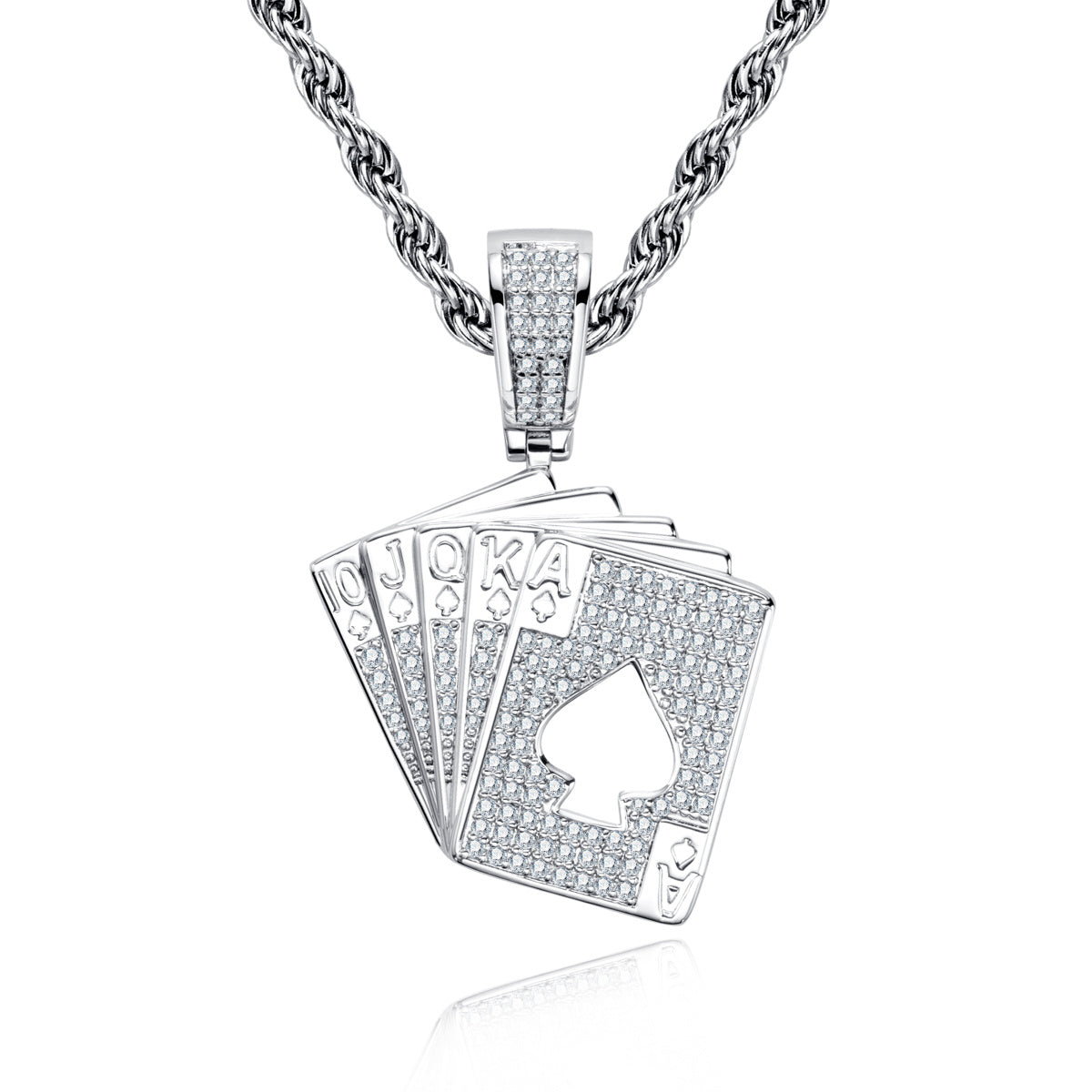 Made Moissanite Enamel Full‑Pavé Hip‑Hop Poker Card Pendant