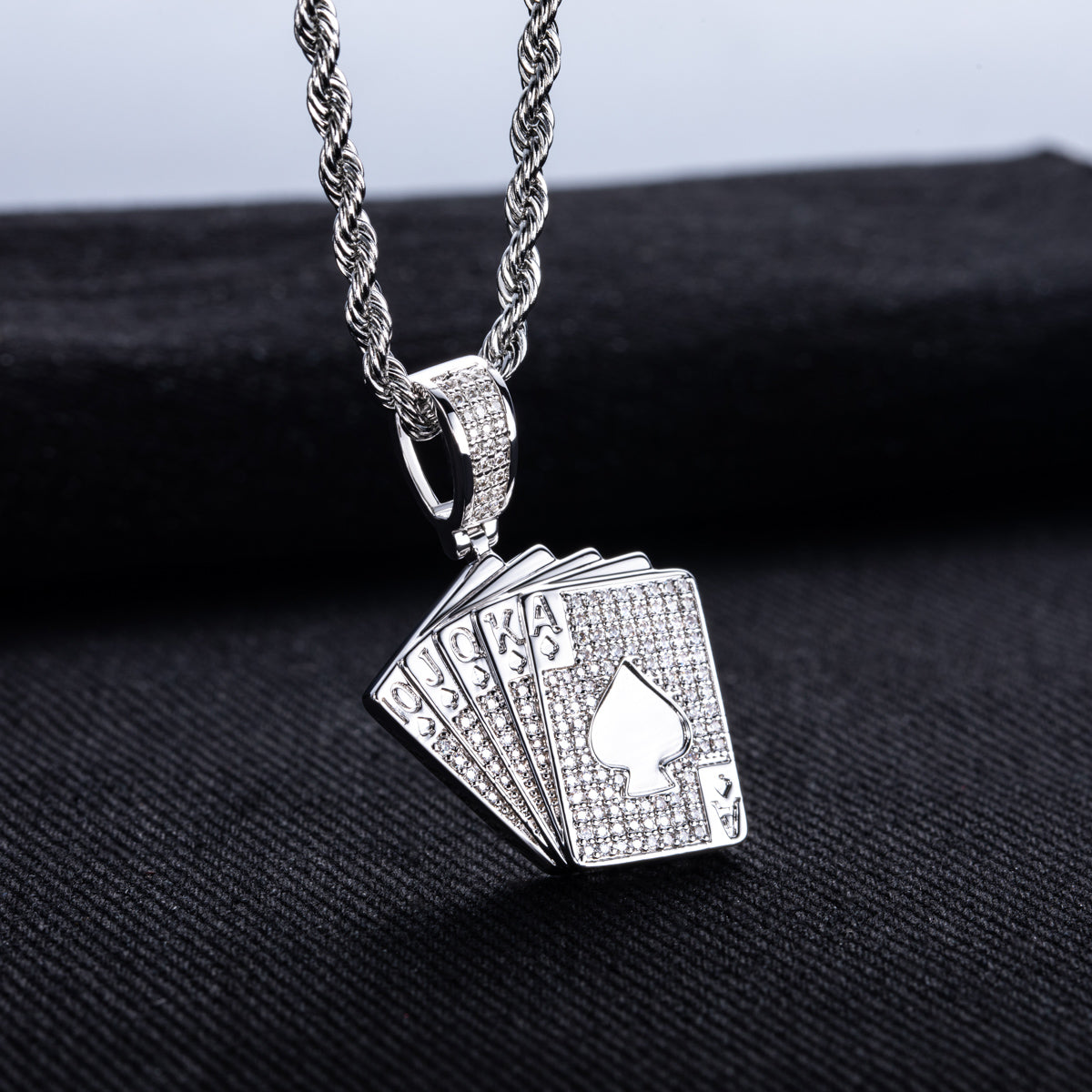 Made Moissanite Enamel Full‑Pavé Hip‑Hop Poker Card Pendant