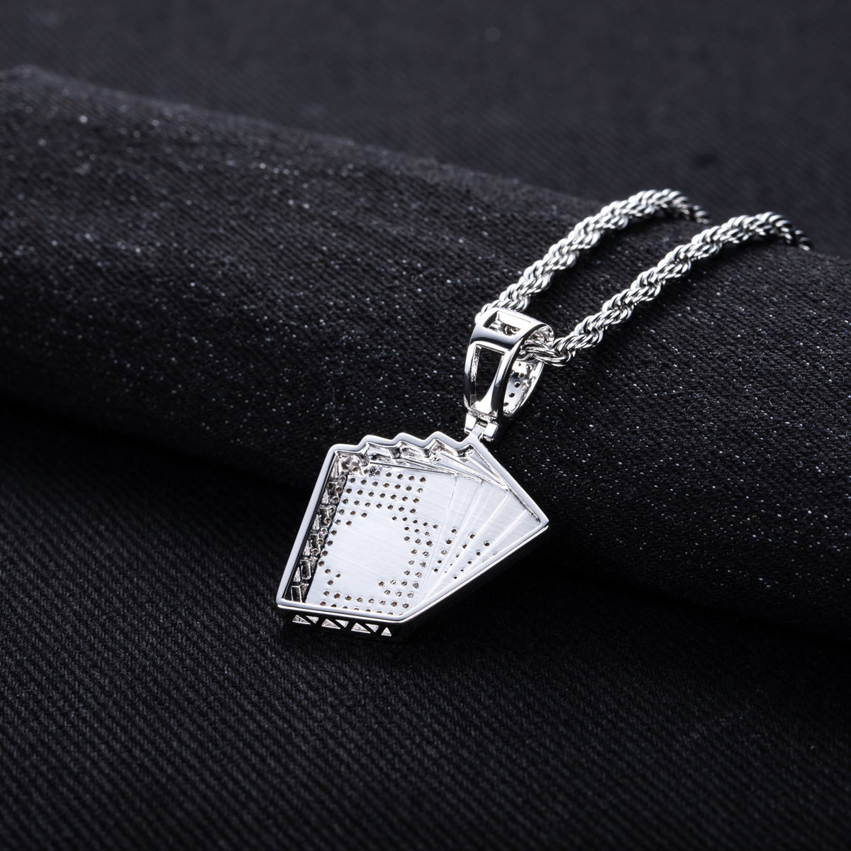 Made Moissanite Enamel Full‑Pavé Hip‑Hop Poker Card Pendant
