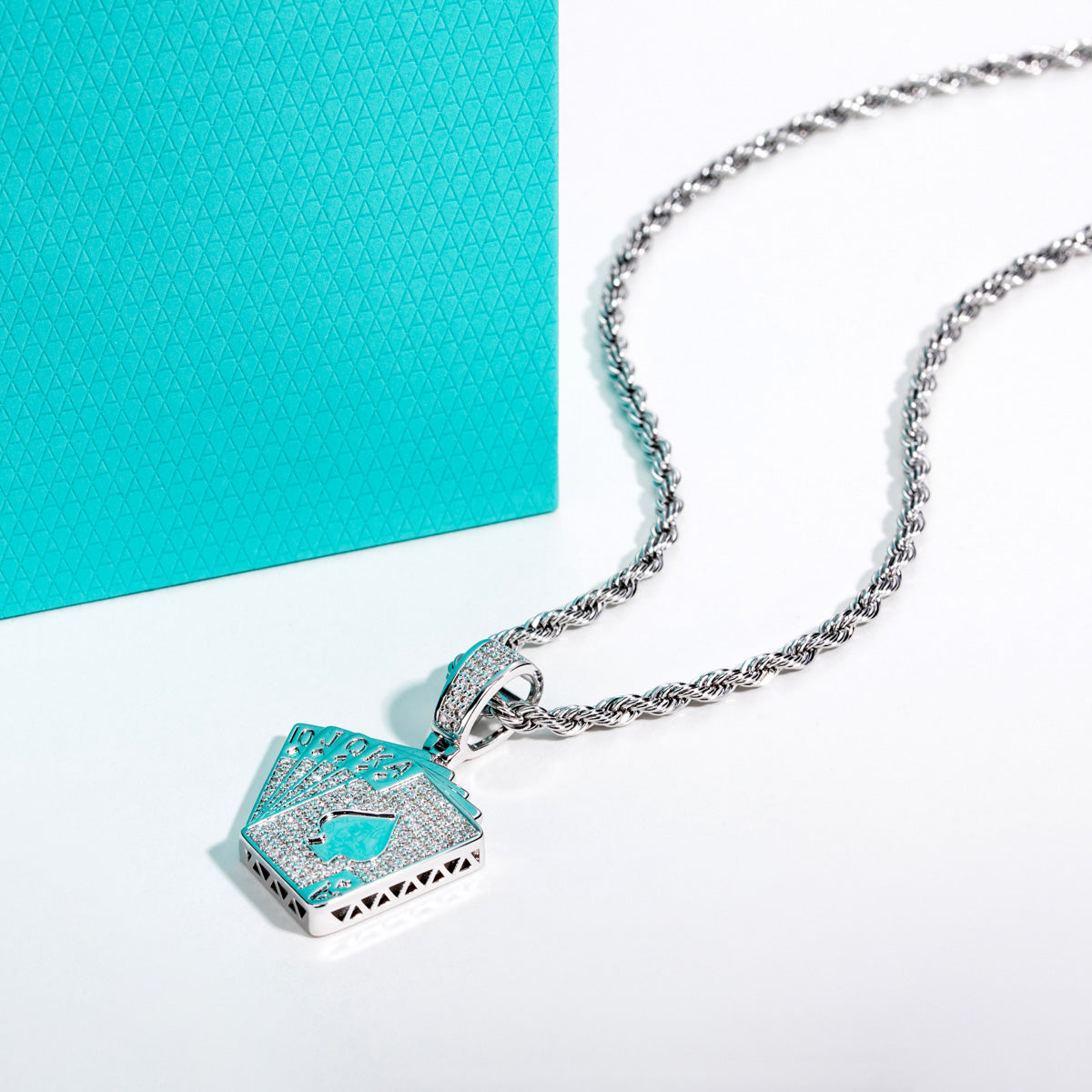Made Moissanite Enamel Full‑Pavé Hip‑Hop Poker Card Pendant
