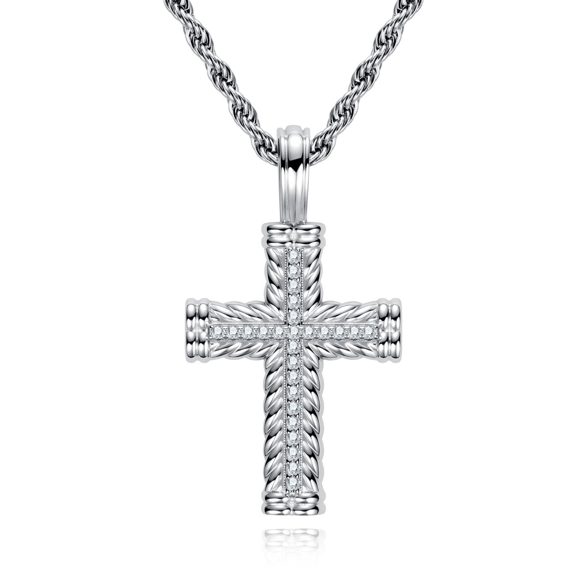 S925‑Silver Moissanite Hip‑Hop Cross Pendant
