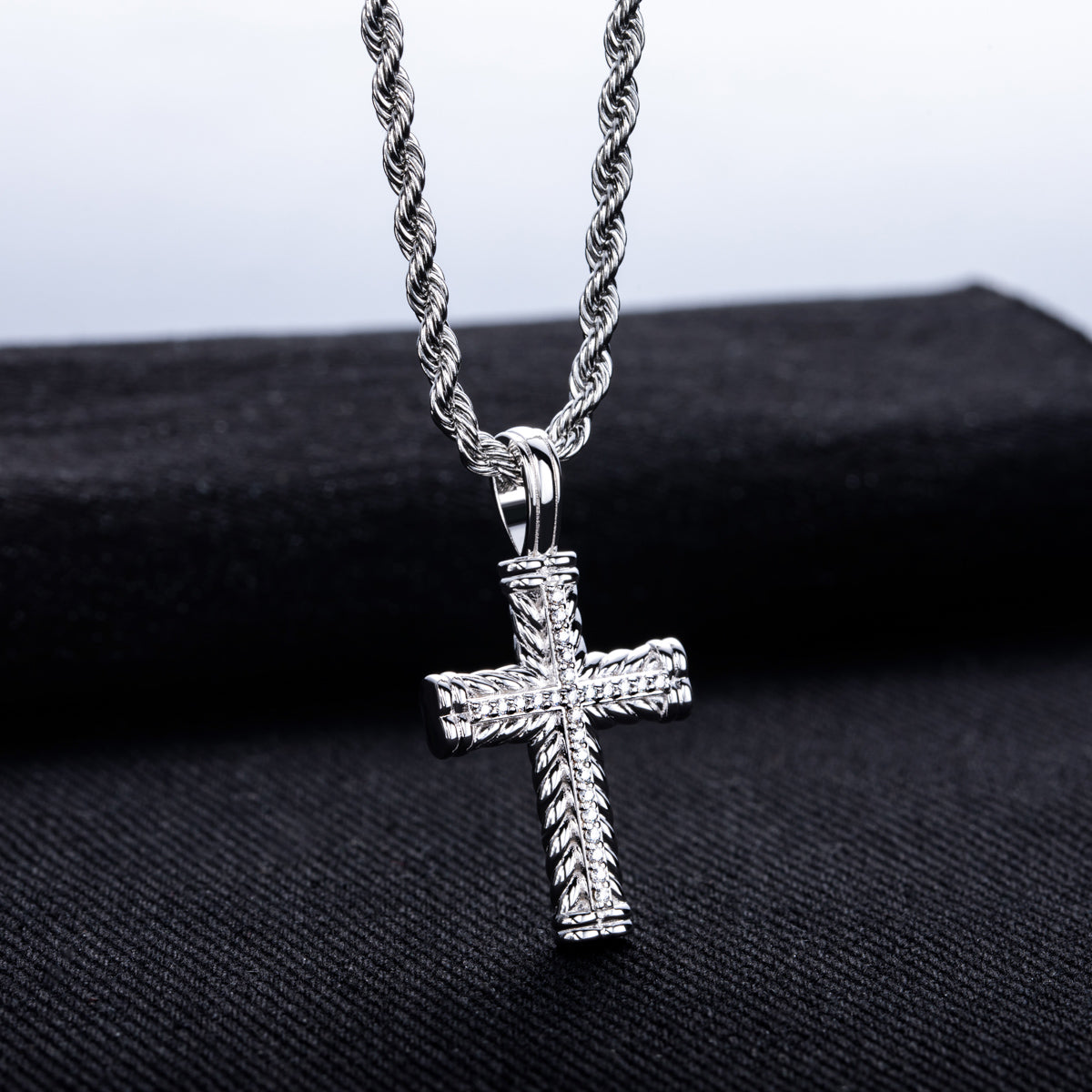 S925‑Silver Moissanite Hip‑Hop Cross Pendant