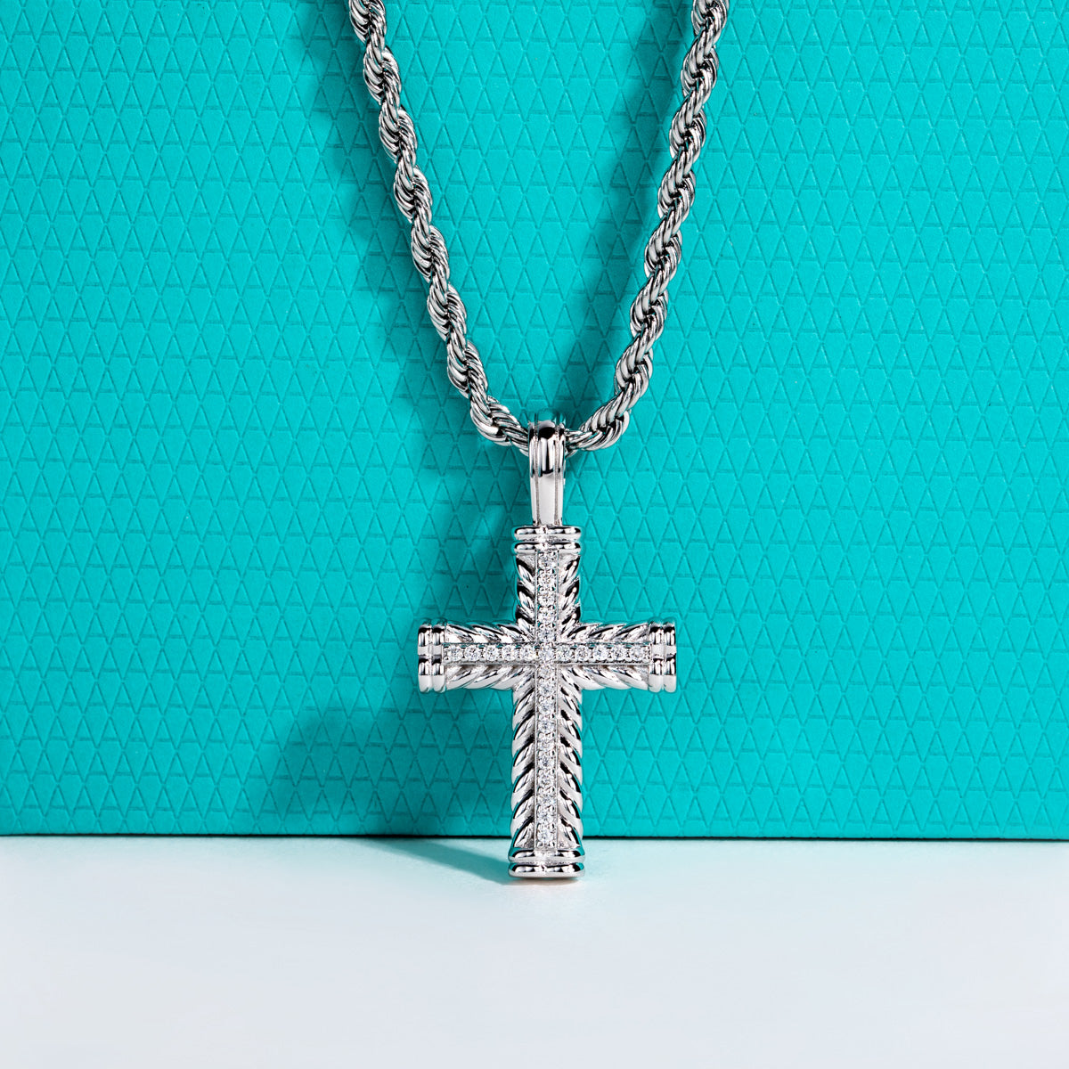S925‑Silver Moissanite Hip‑Hop Cross Pendant