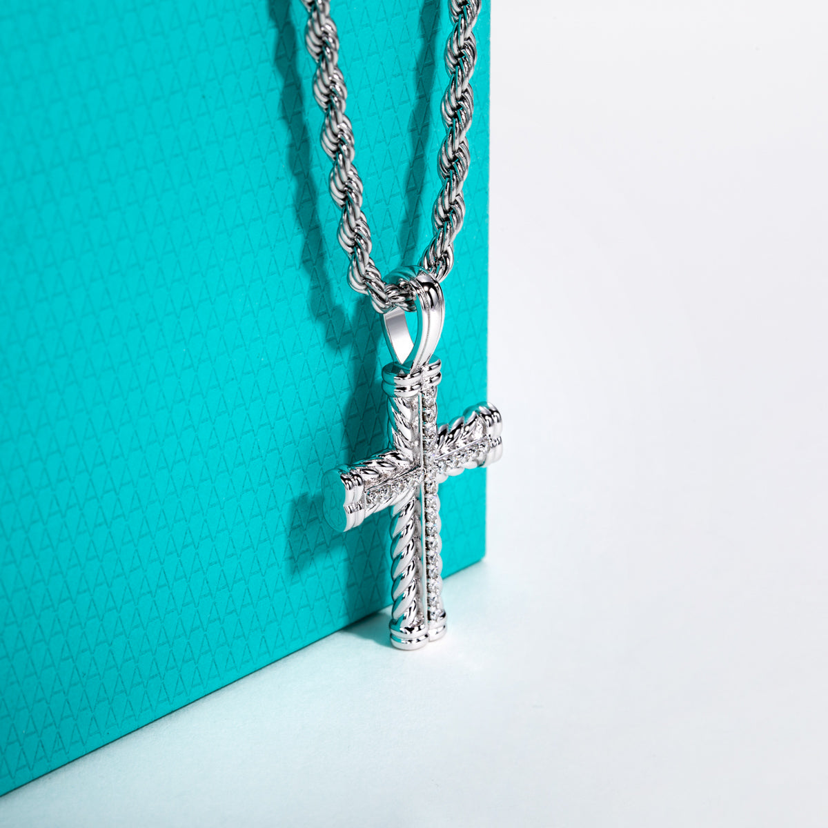 S925‑Silver Moissanite Hip‑Hop Cross Pendant