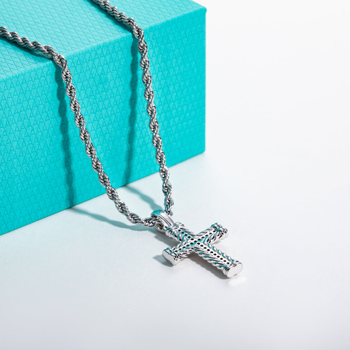 S925‑Silver Moissanite Hip‑Hop Cross Pendant