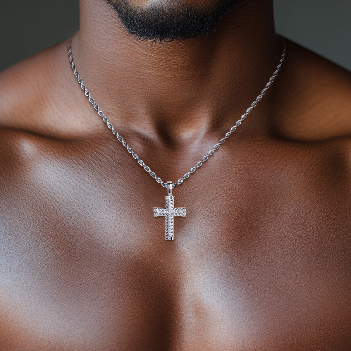S925‑Silver Moissanite Hip‑Hop Cross Pendant
