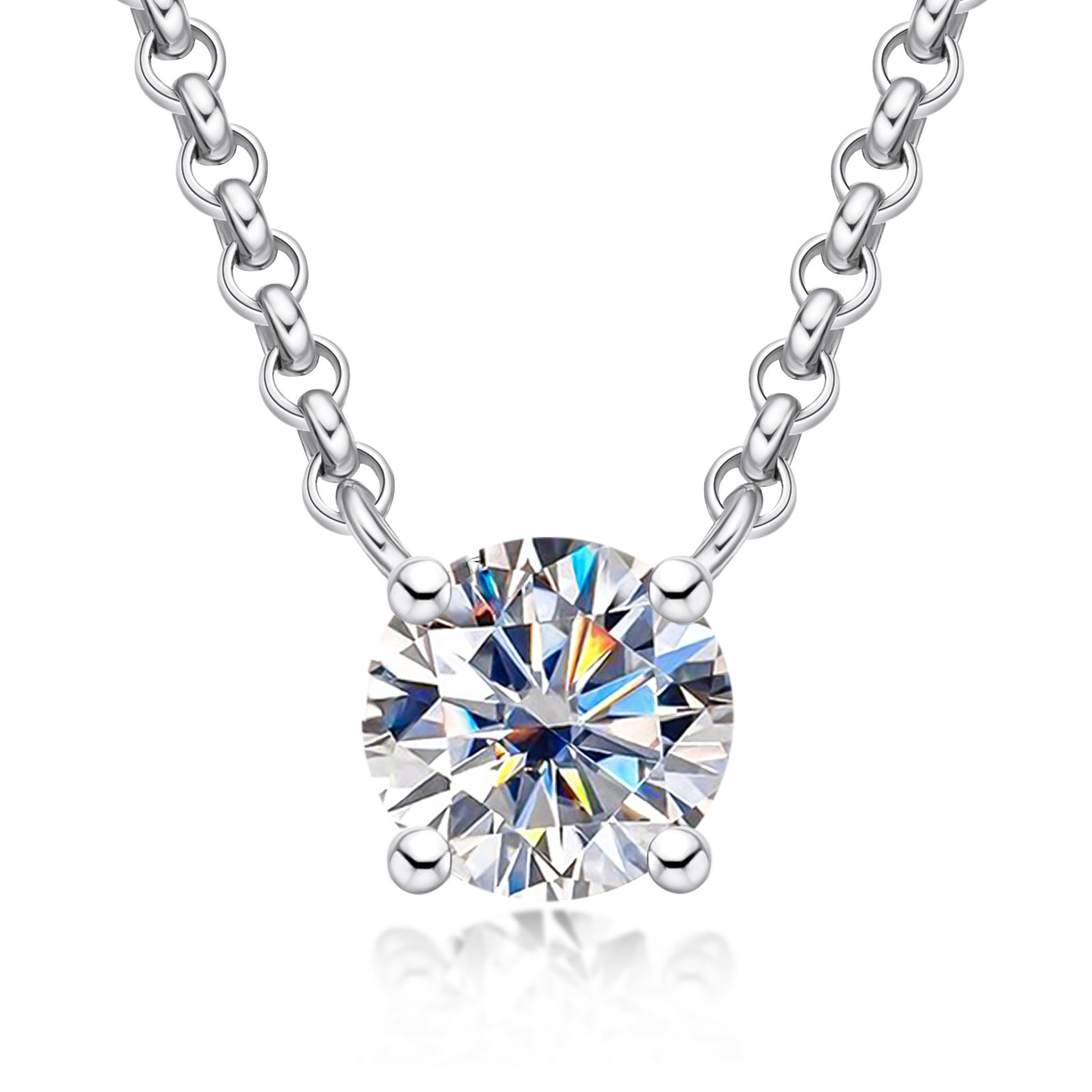 Round Cut Moissanite Pendant Necklace (1/2/3 ct)