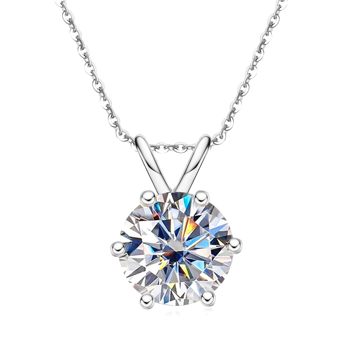Round Cut Moissanite Pendant Necklace (1/3/5 ct)