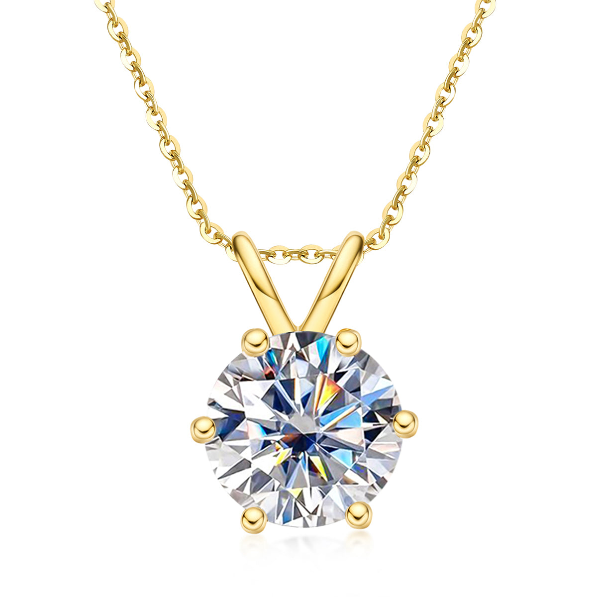 Round Cut Moissanite Pendant Necklace (1/3/5 ct)