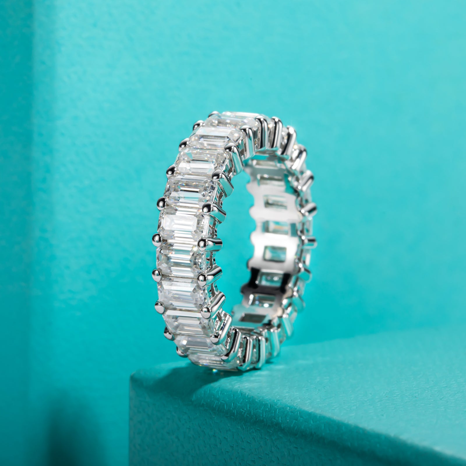 Emerald Cut Moissanite Wedding Band (6 cttw)