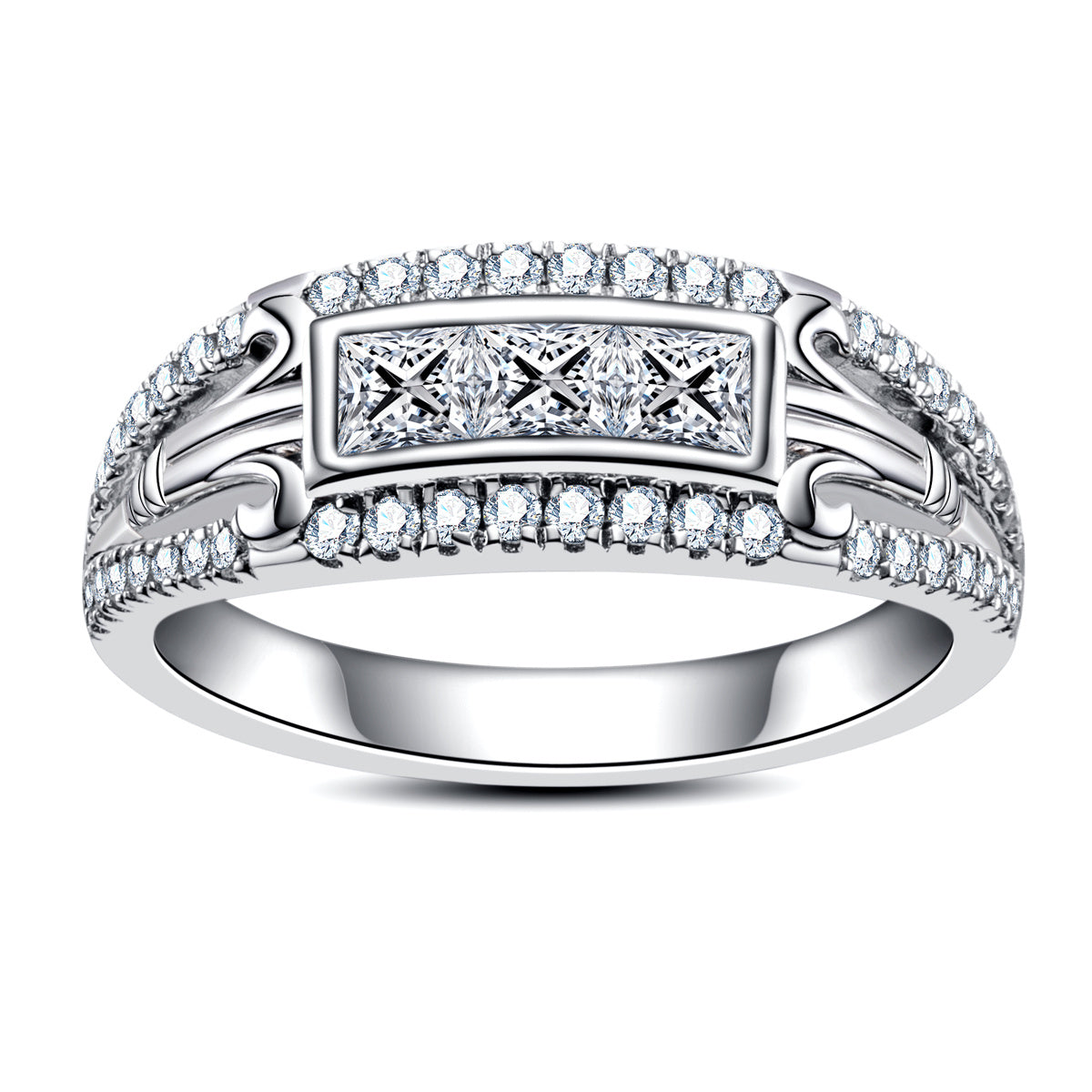 S925 Sterling Silver Roman Column Moissanite Ring