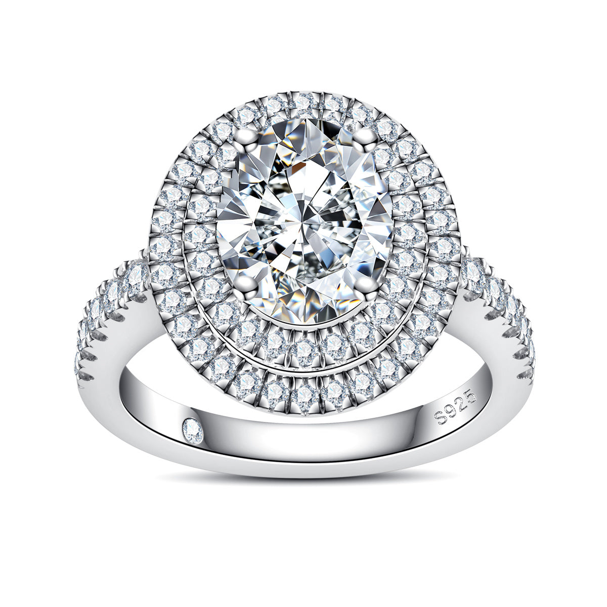 S925 Silver Oval Moissanite Luxury Wedding Ring