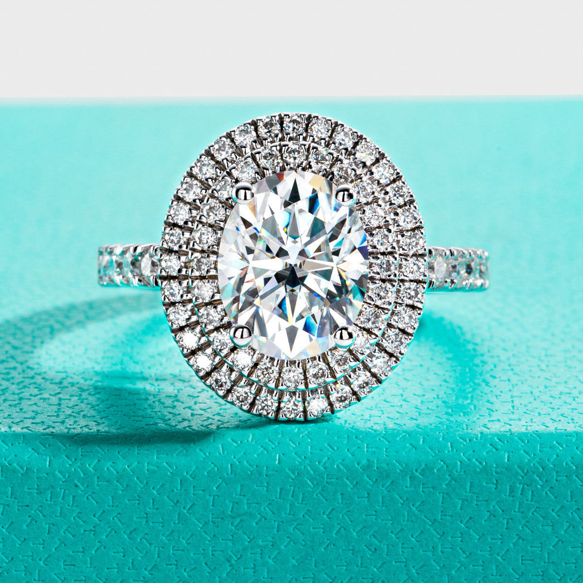 S925 Silver Oval Moissanite Luxury Wedding Ring