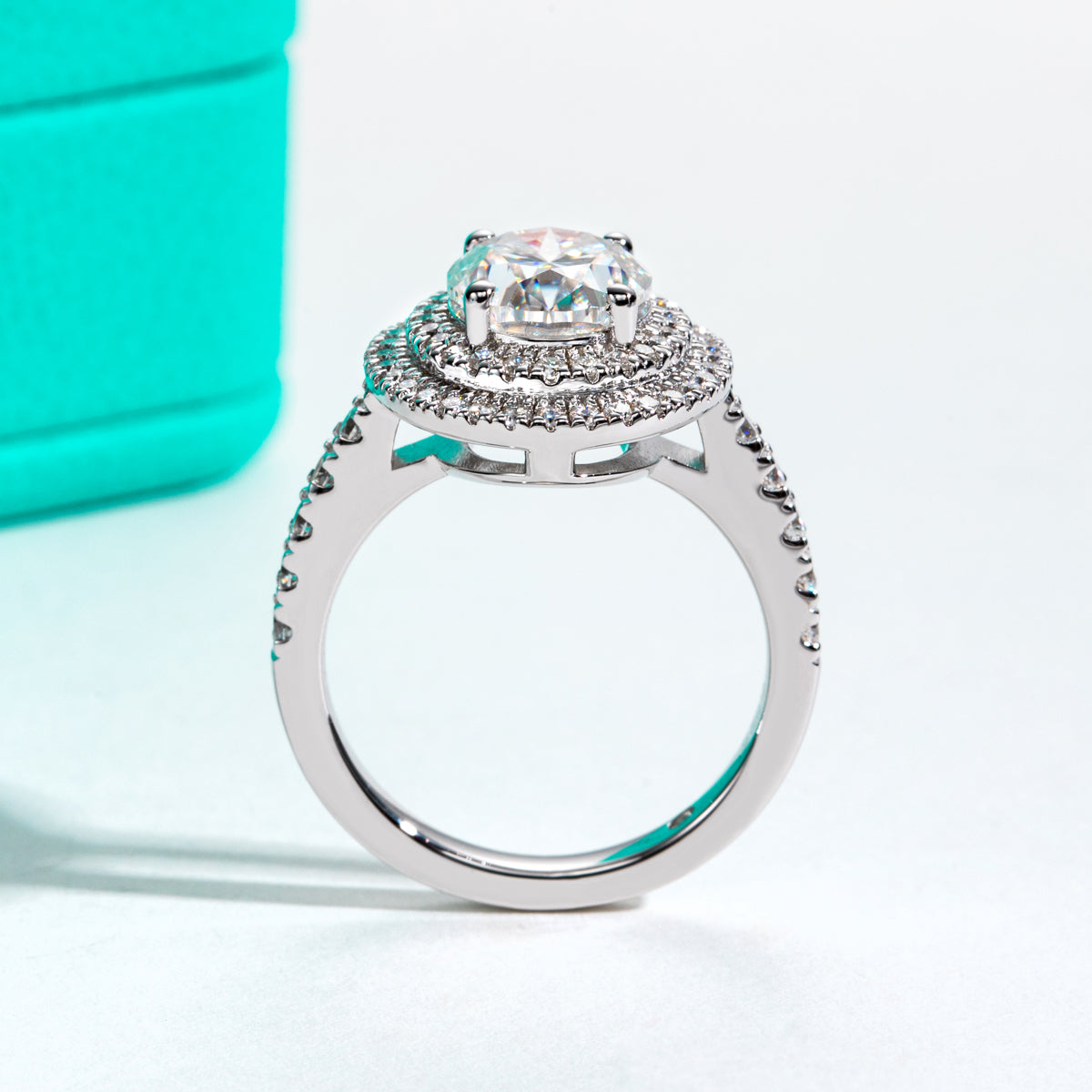 S925 Silver Oval Moissanite Luxury Wedding Ring