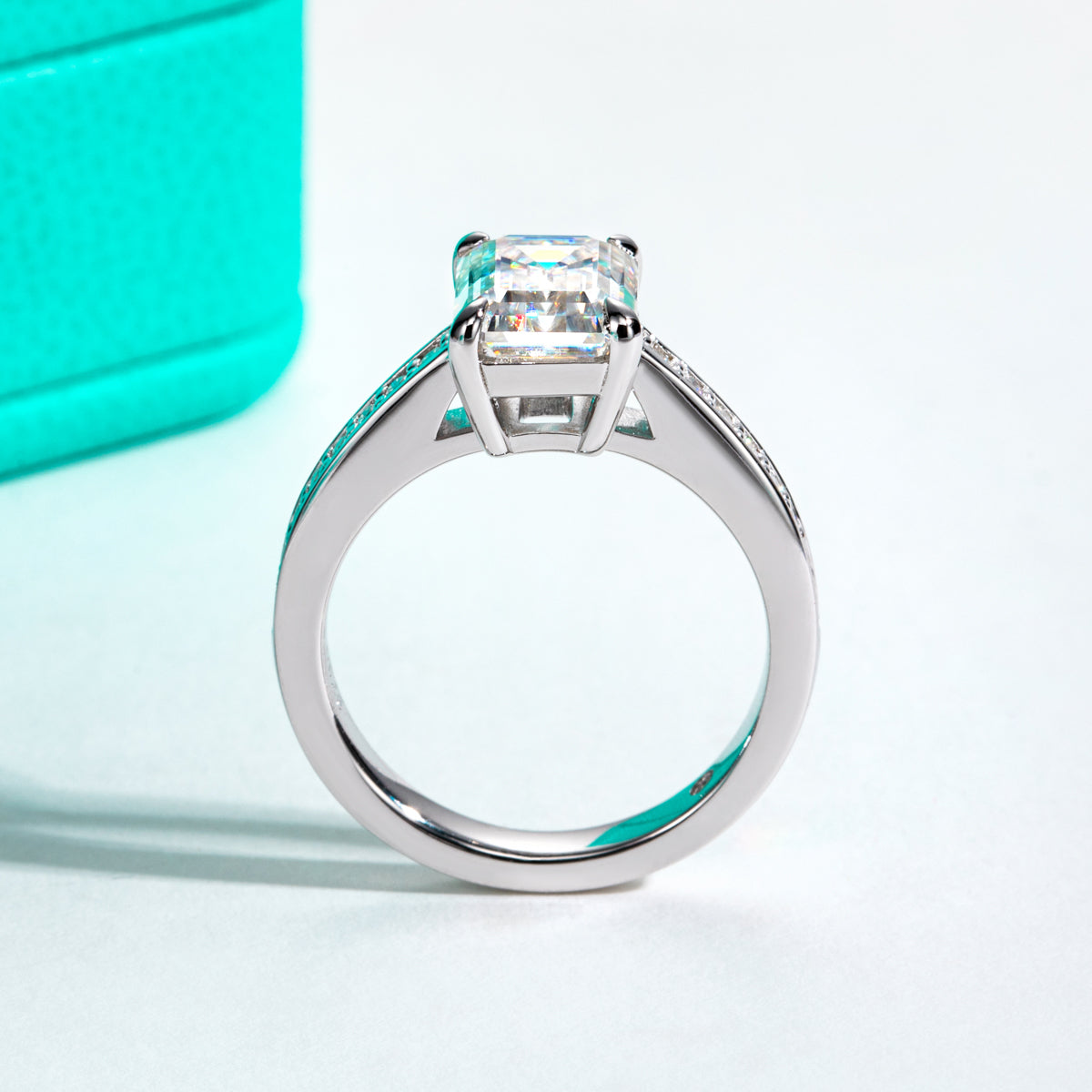 S925 Silver 7×9mm Emerald Cut Moissanite Ring