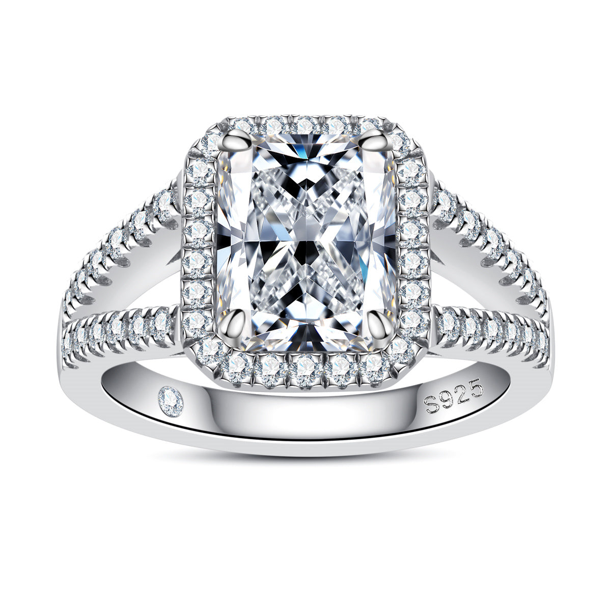 S925 Silver Radiant Cut Y-Setting Vintage Moissanite Engagement Ring