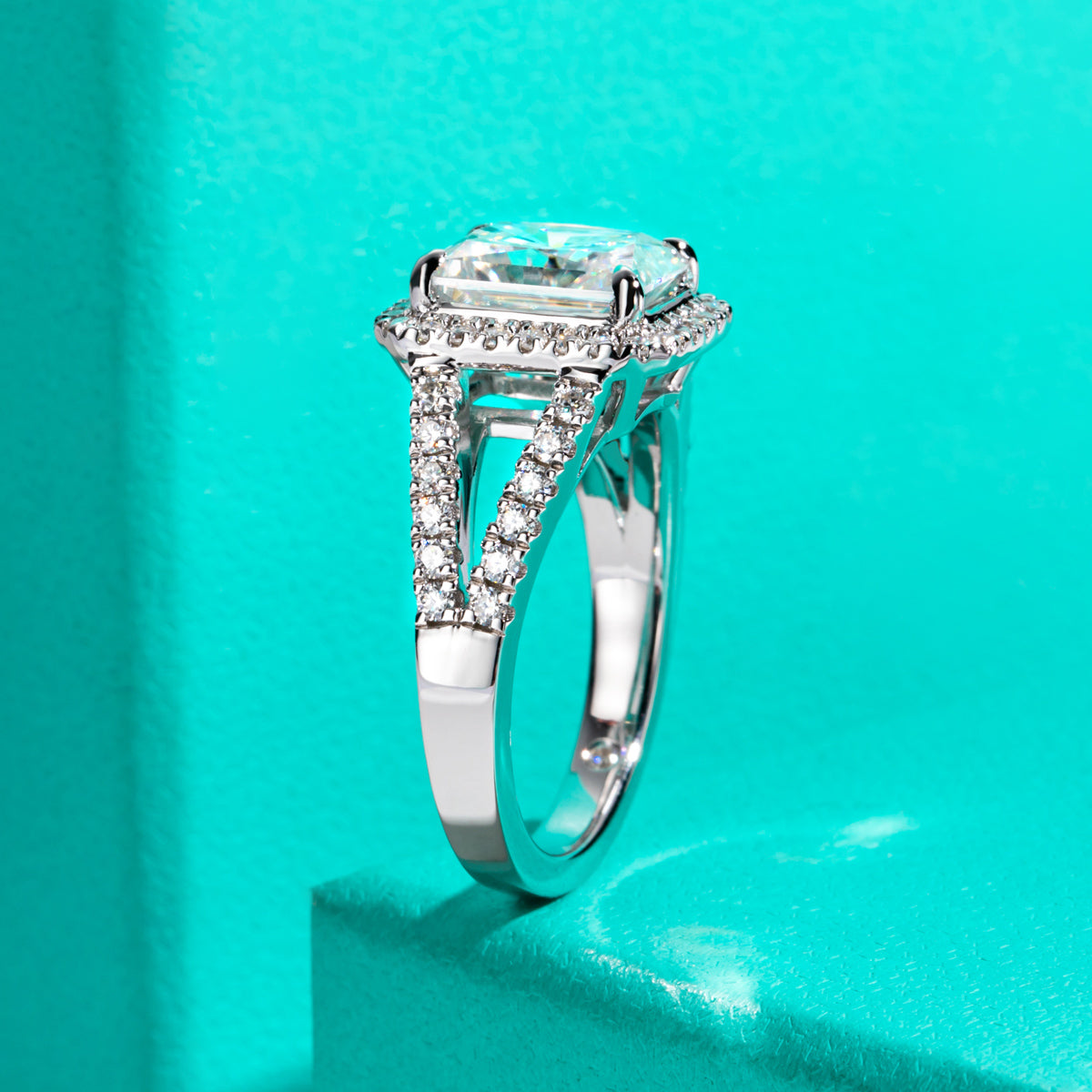 S925 Silver Radiant Cut Y-Setting Vintage Moissanite Engagement Ring