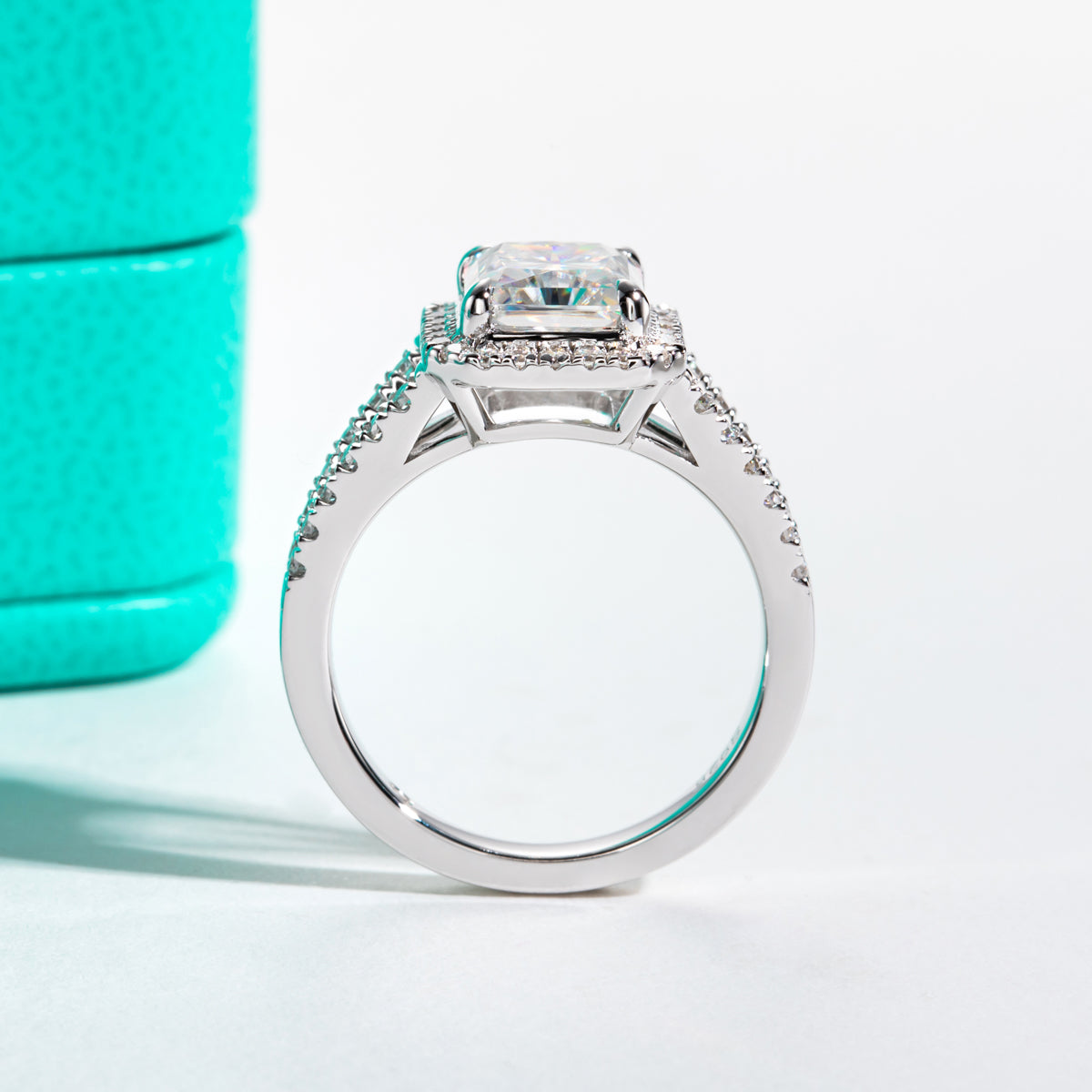 S925 Silver Radiant Cut Y-Setting Vintage Moissanite Engagement Ring