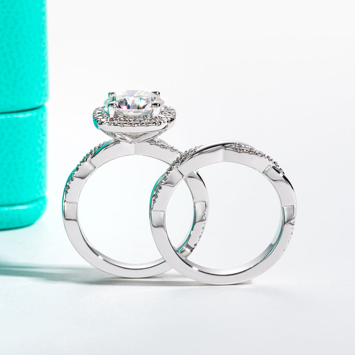 9.0mm Moissanite S925 Sterling Silver Stackable Ring Set