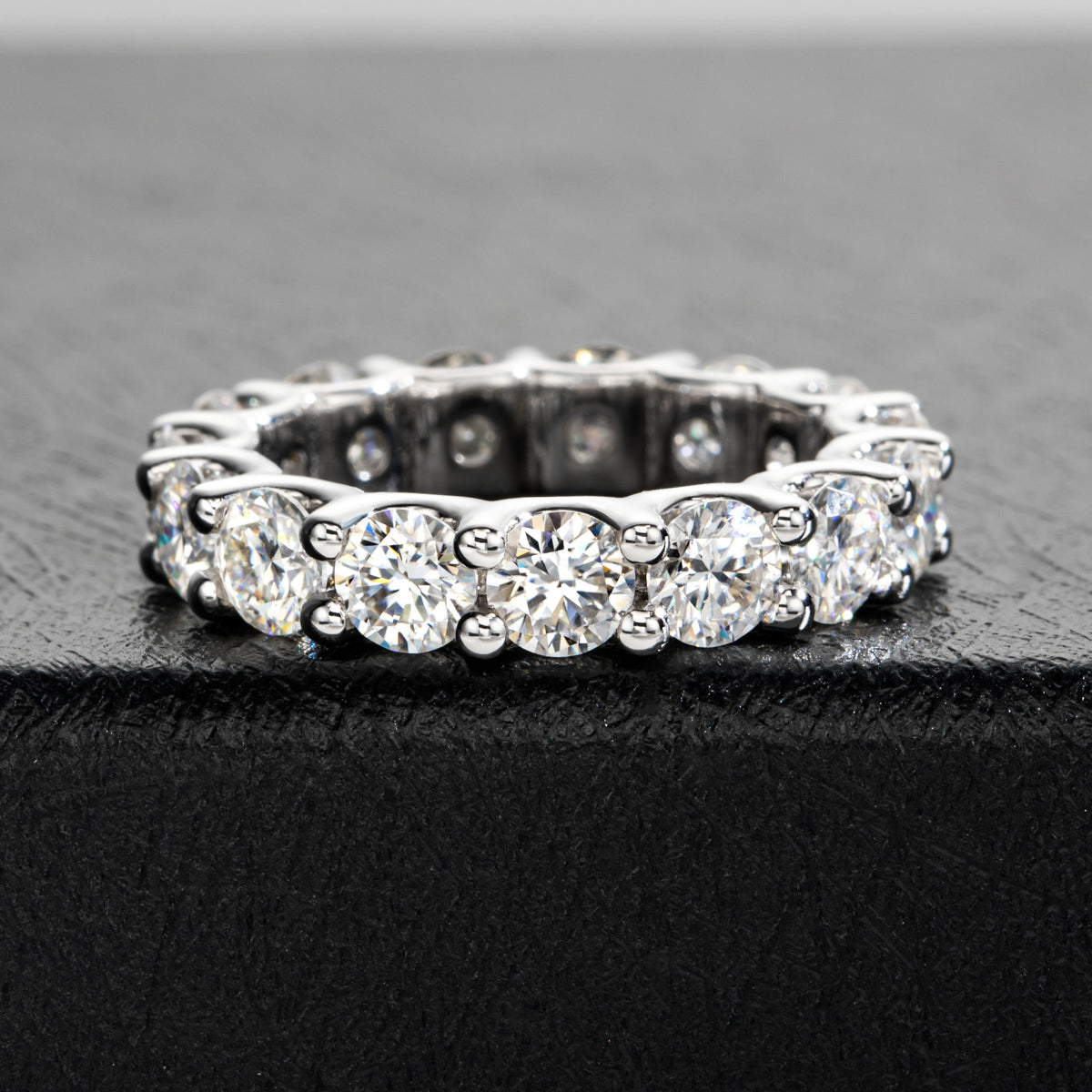 4.5mm Full Band Moissanite Ring, S925 Sterling Silver