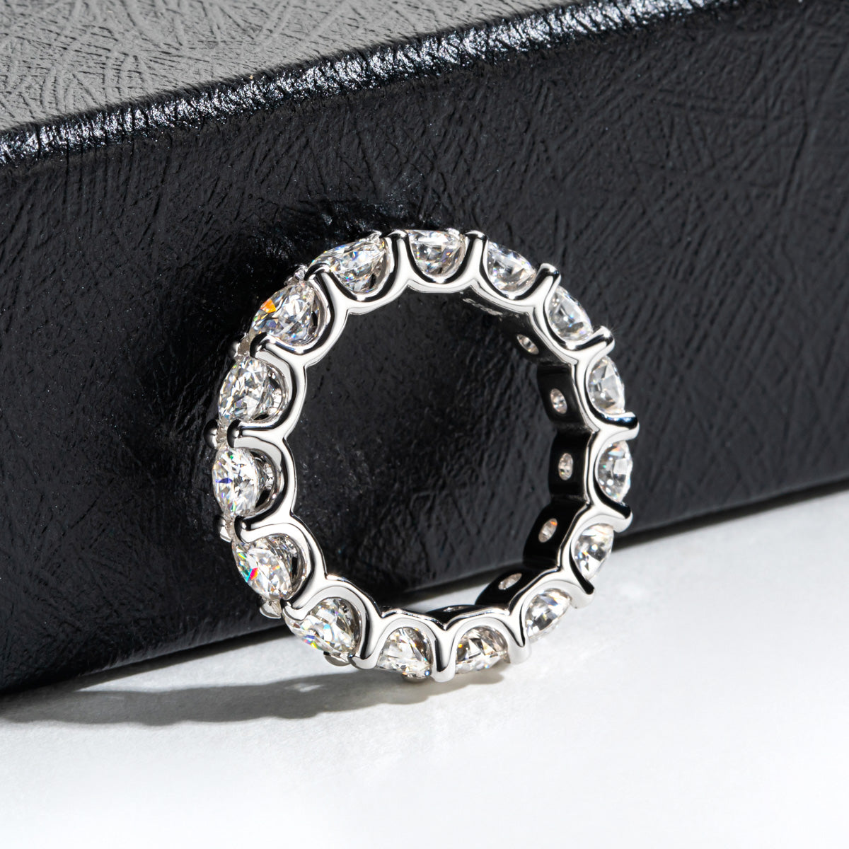 4.5mm Full Band Moissanite Ring, S925 Sterling Silver
