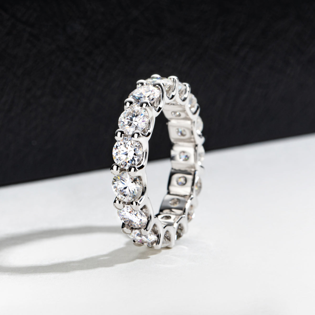 4.5mm Full Band Moissanite Ring, S925 Sterling Silver
