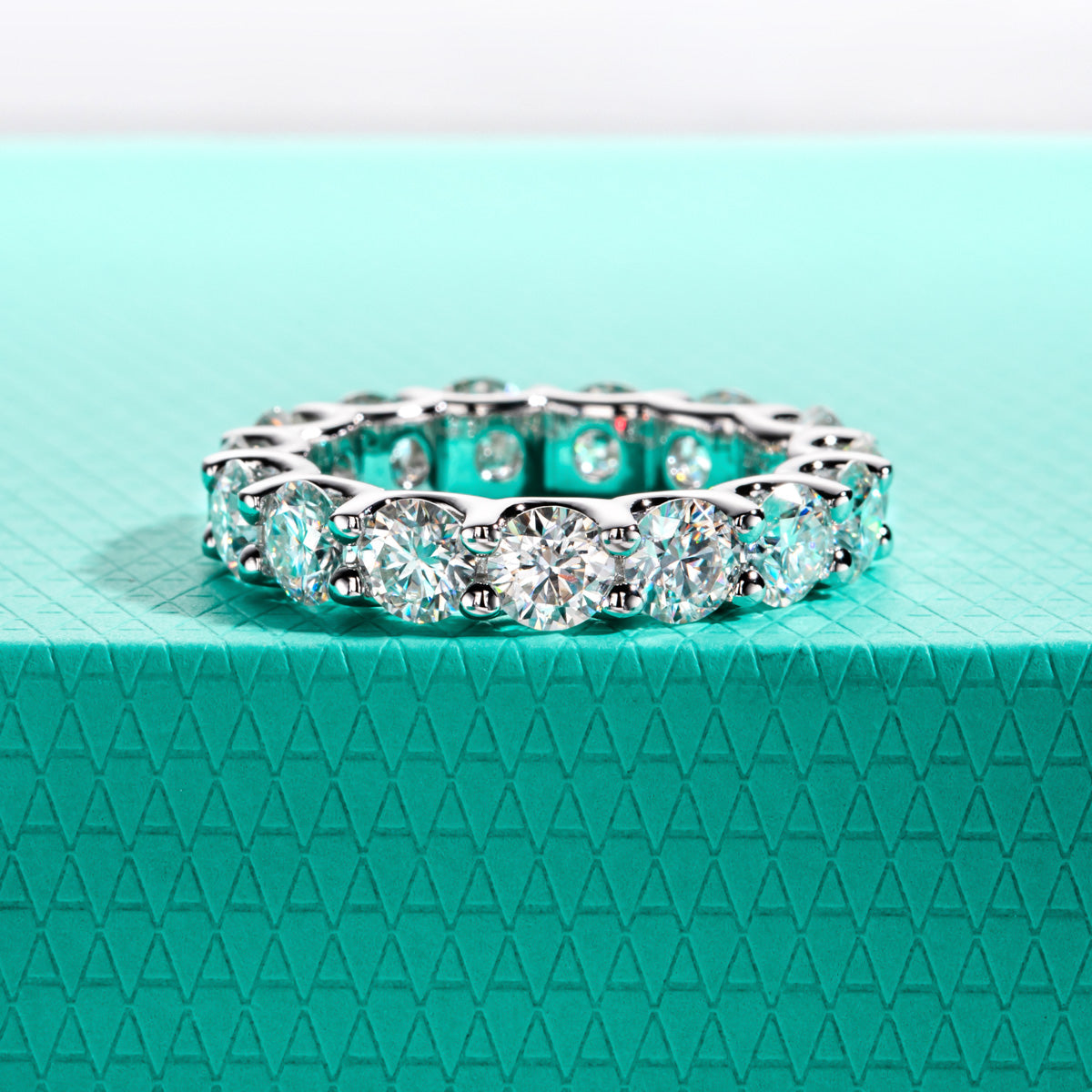 4.5mm Full Band Moissanite Ring, S925 Sterling Silver