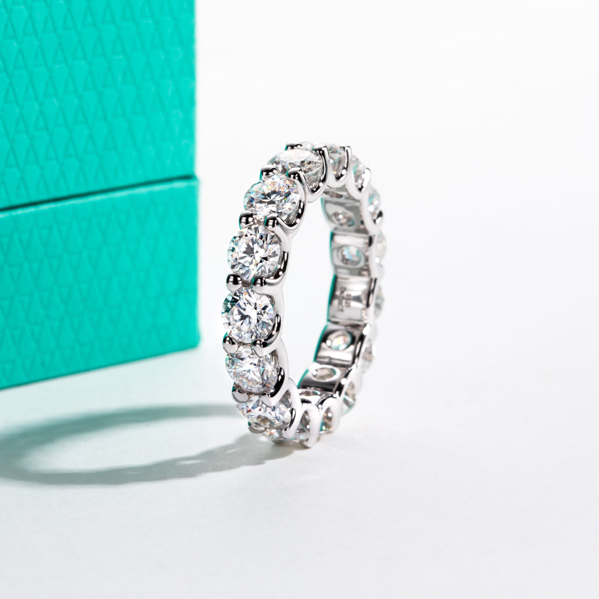 4.5mm Full Band Moissanite Ring, S925 Sterling Silver