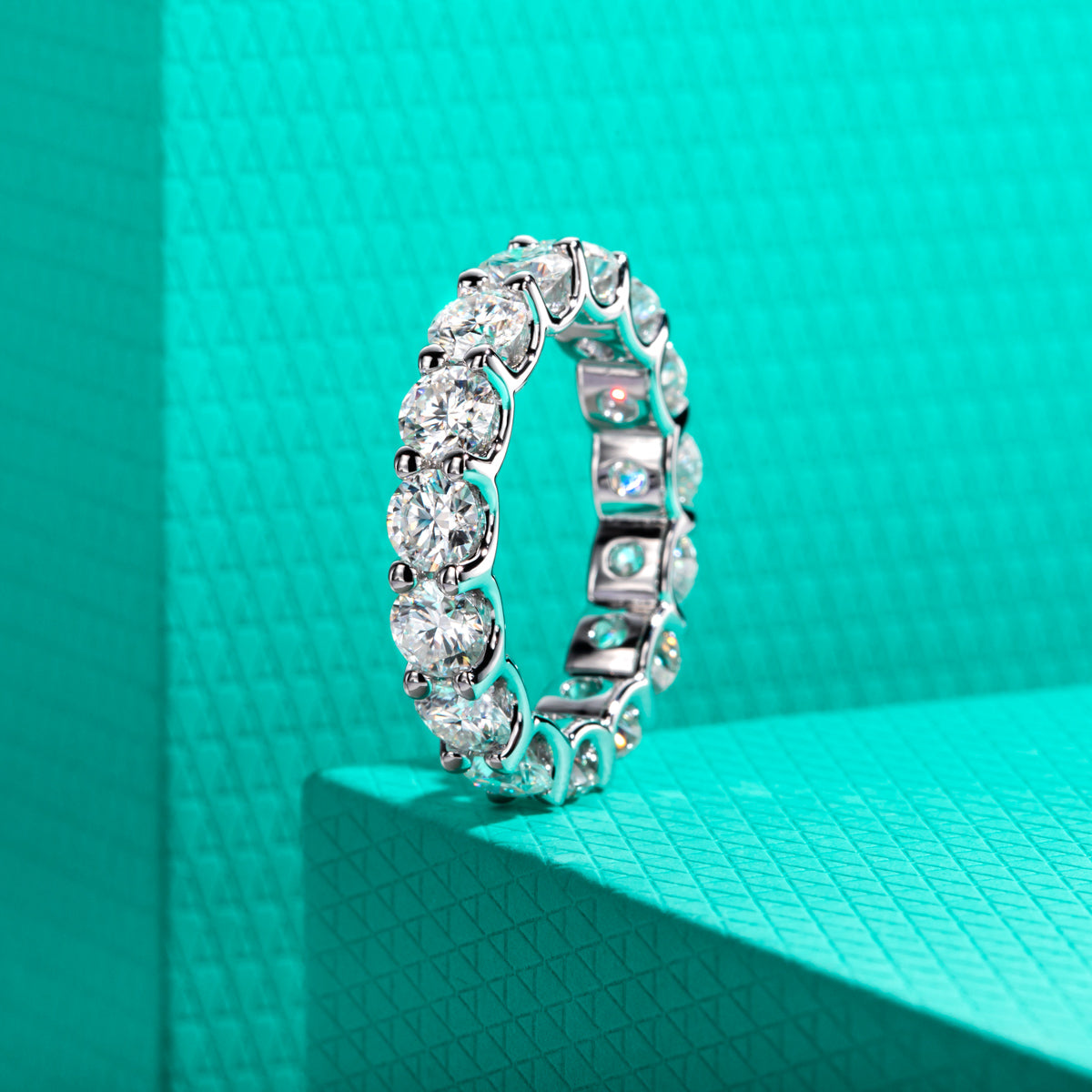 4.5mm Full Band Moissanite Ring, S925 Sterling Silver