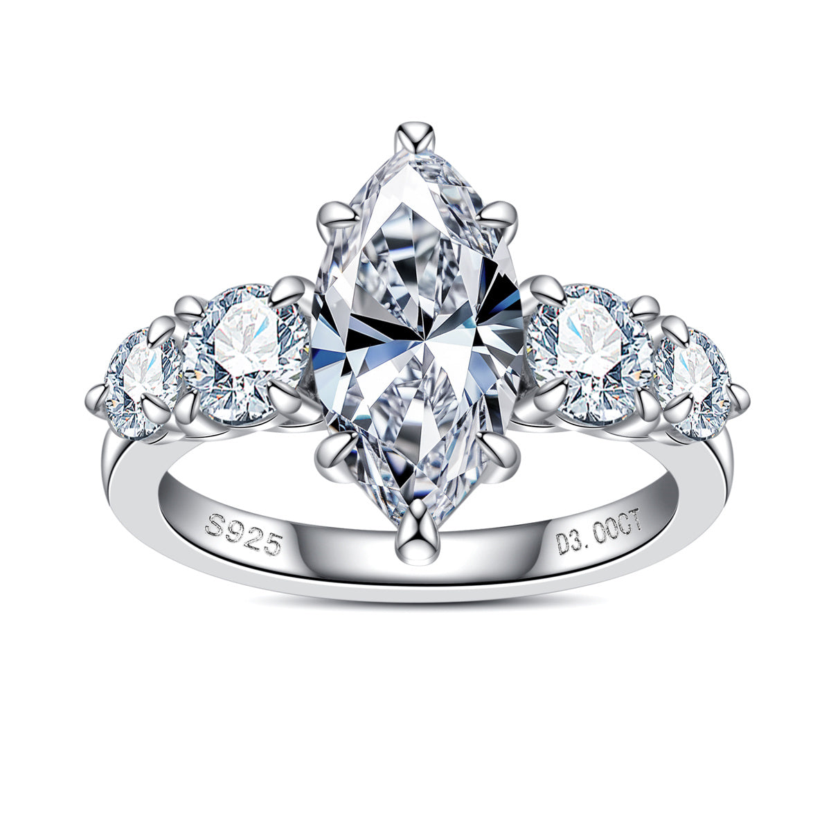 S925 Silver Marquise Cut Moissanite Special Design Ring