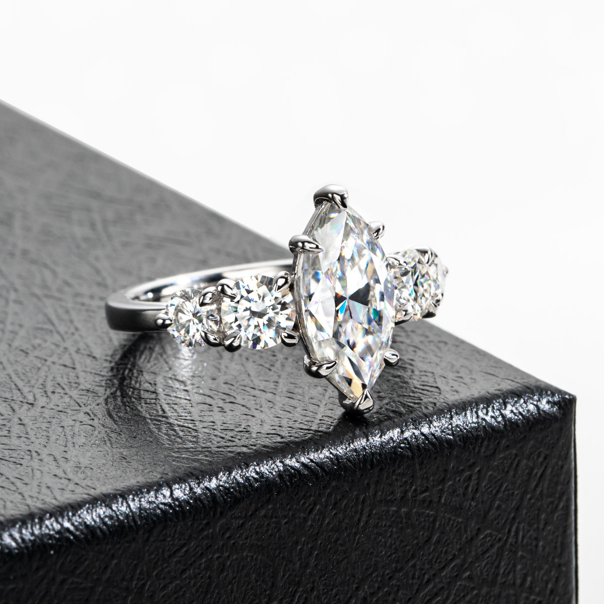 S925 Silver Marquise Cut Moissanite Special Design Ring