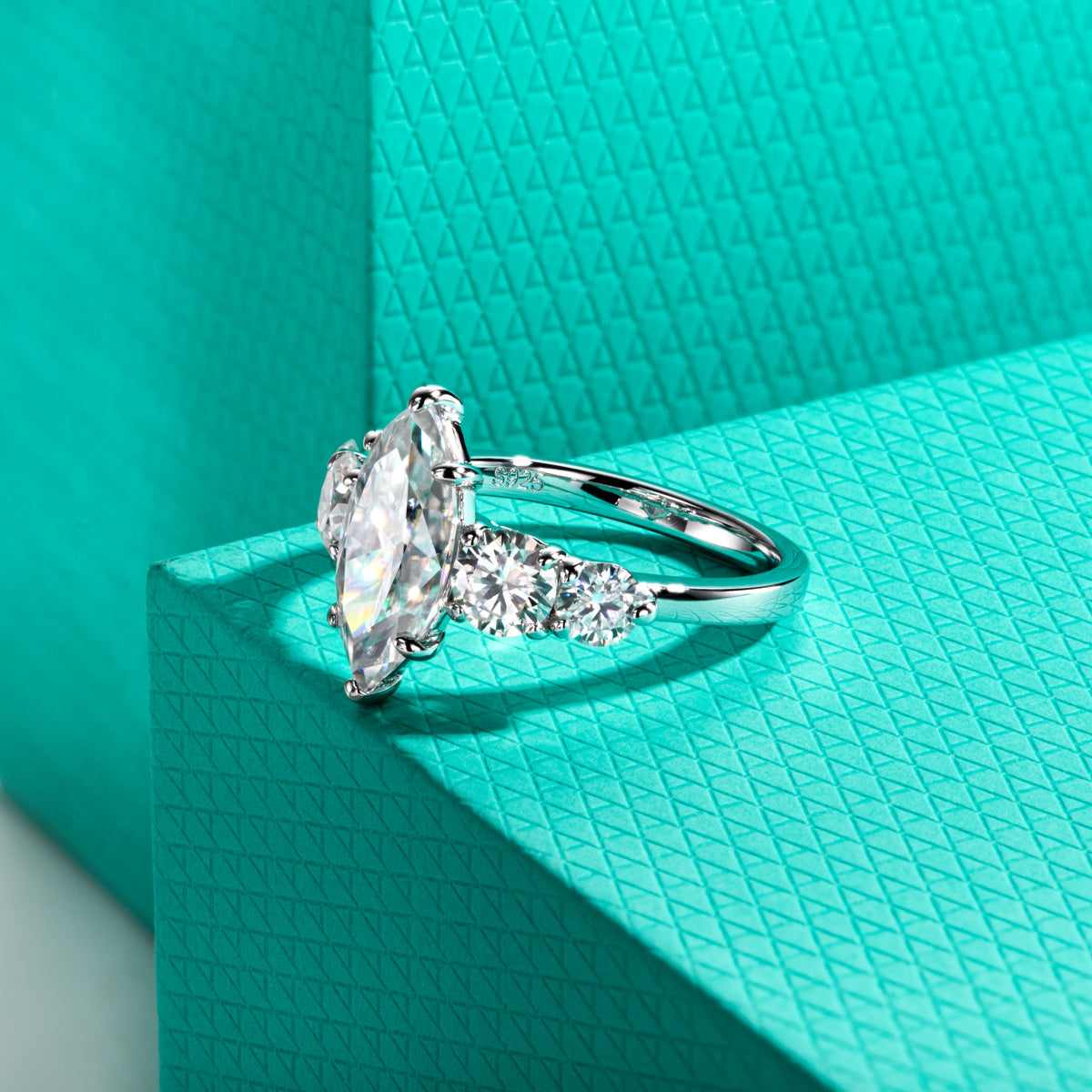 S925 Silver Marquise Cut Moissanite Special Design Ring