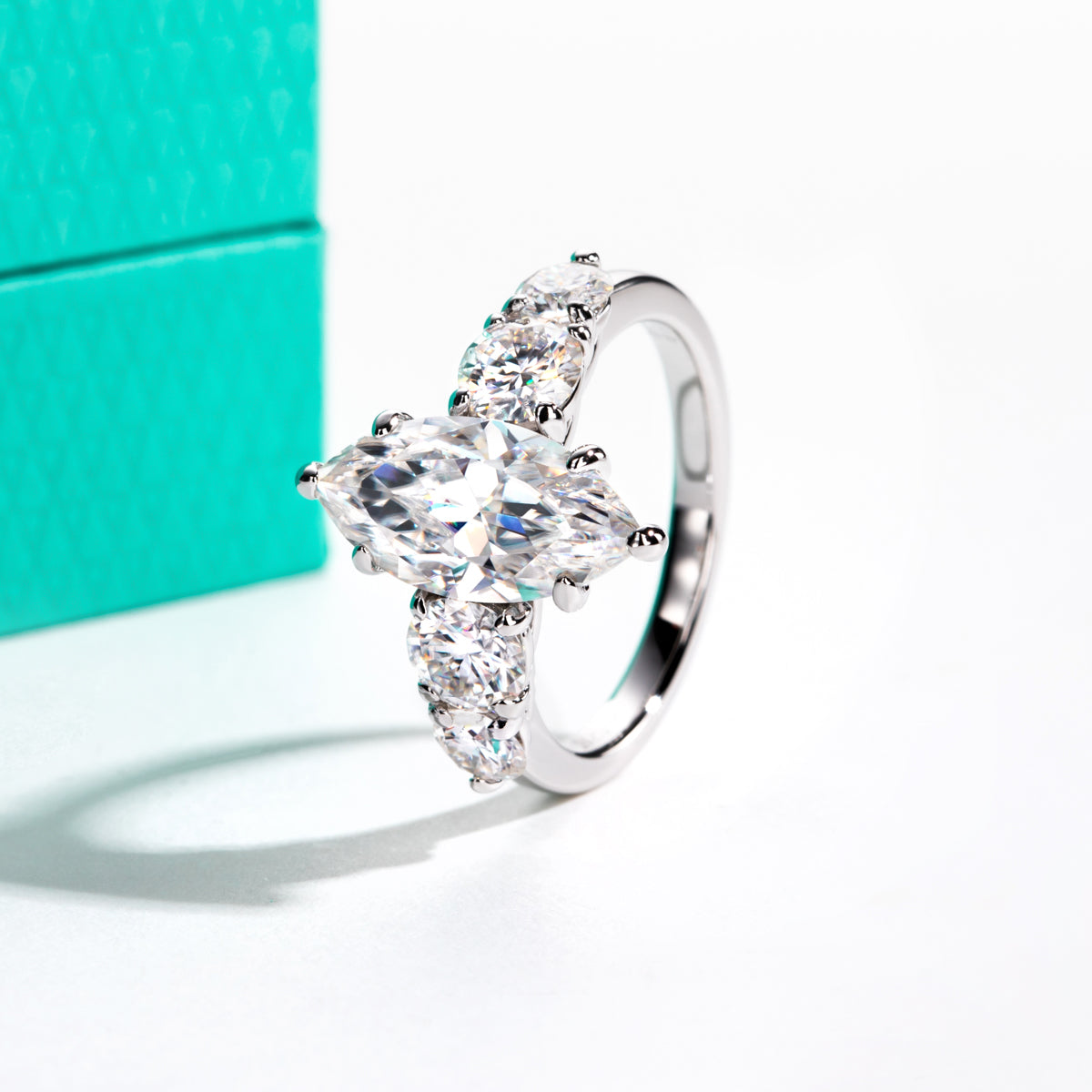 S925 Silver Marquise Cut Moissanite Special Design Ring