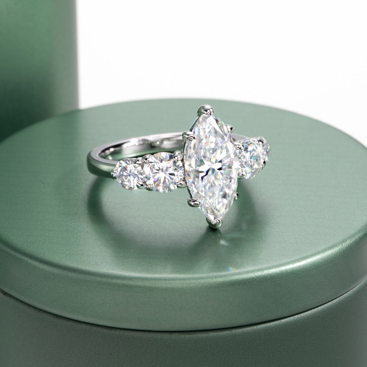 S925 Silver Marquise Cut Moissanite Special Design Ring