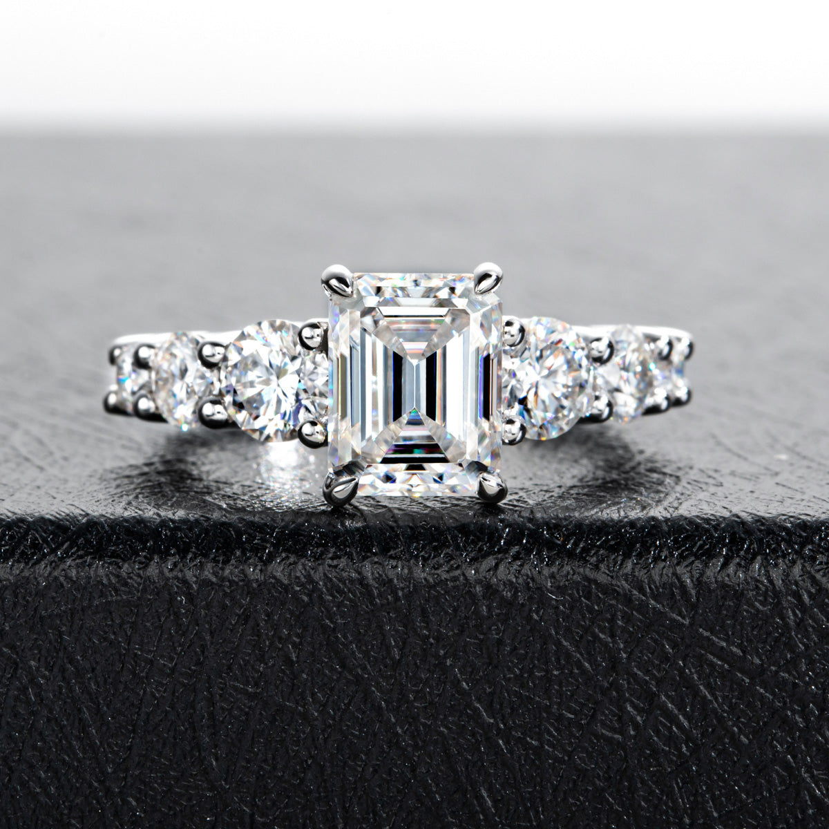 S925 Silver Moissanite Emerald Wedding Ring