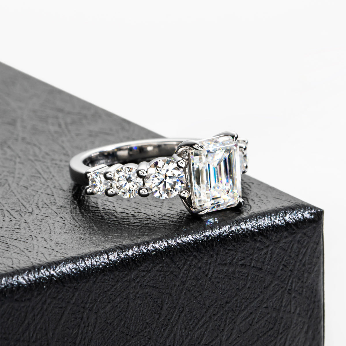 S925 Silver Moissanite Emerald Wedding Ring