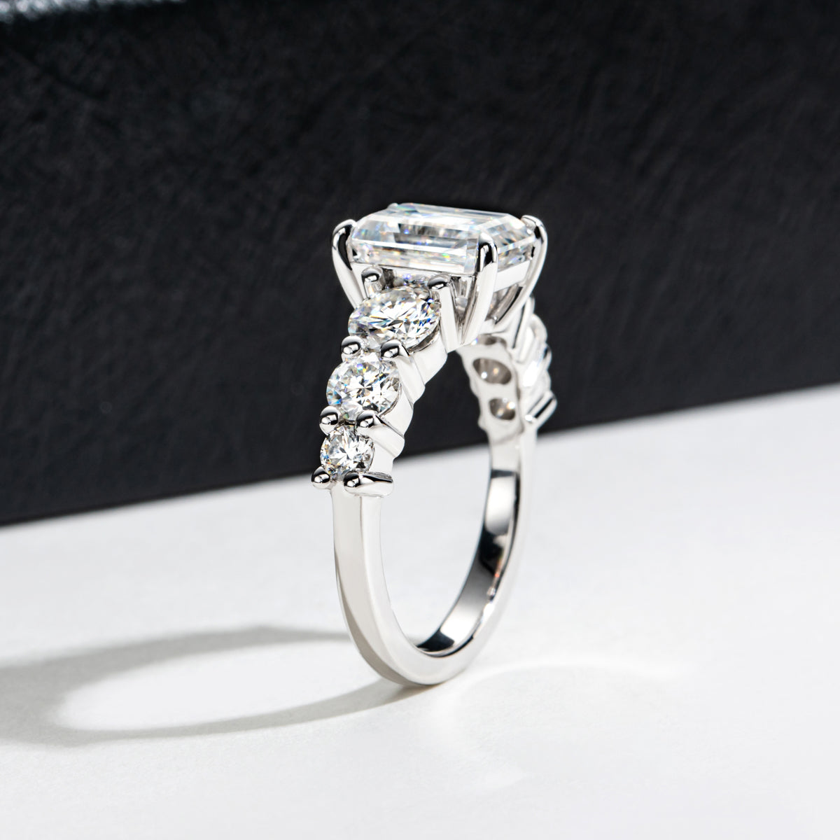 S925 Silver Moissanite Emerald Wedding Ring