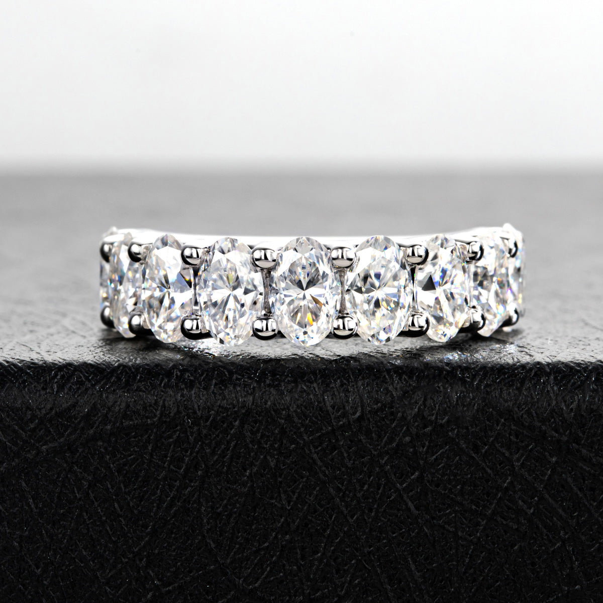 S925 Silver Oval Moissanite Half Eternity Ring