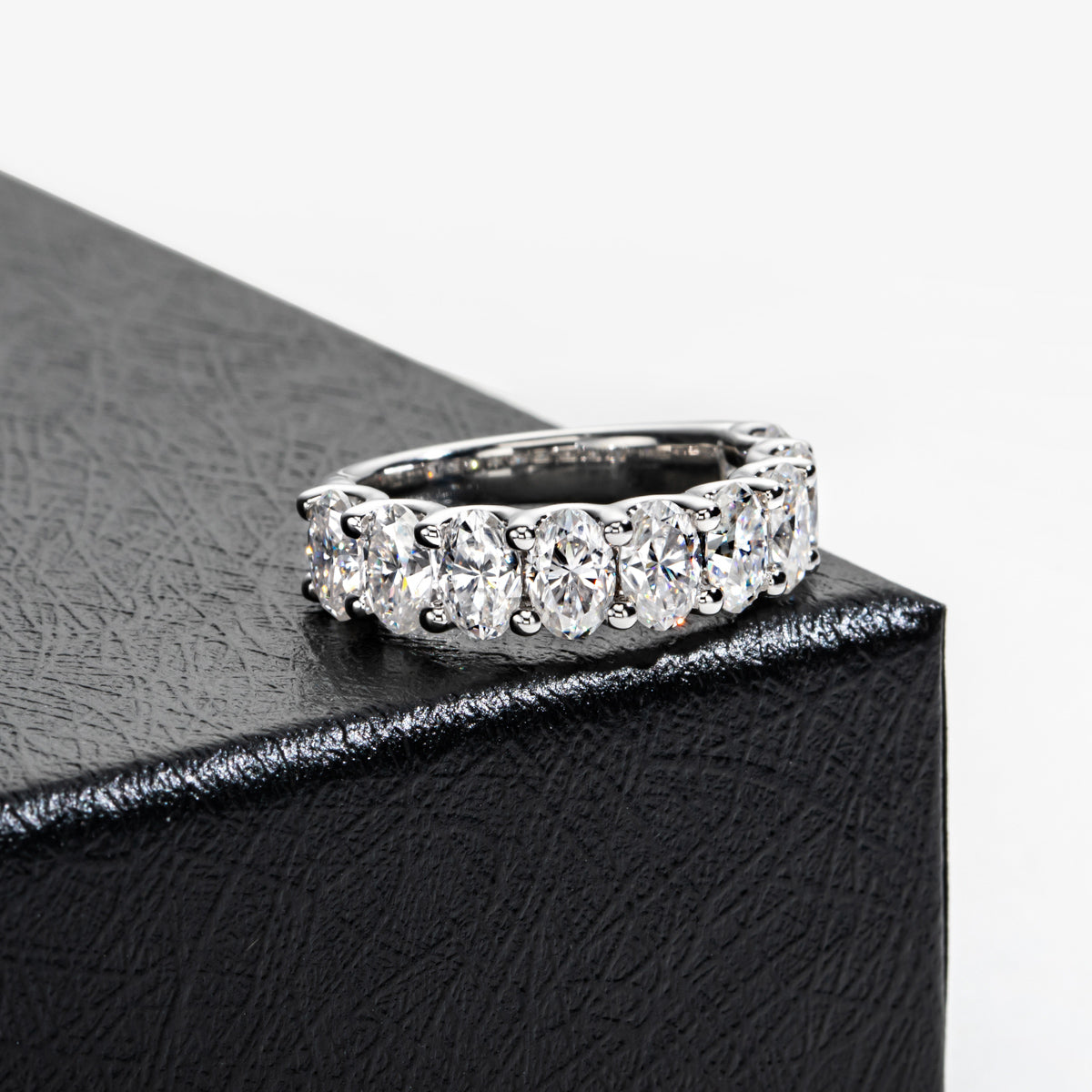 S925 Silver Oval Moissanite Half Eternity Ring