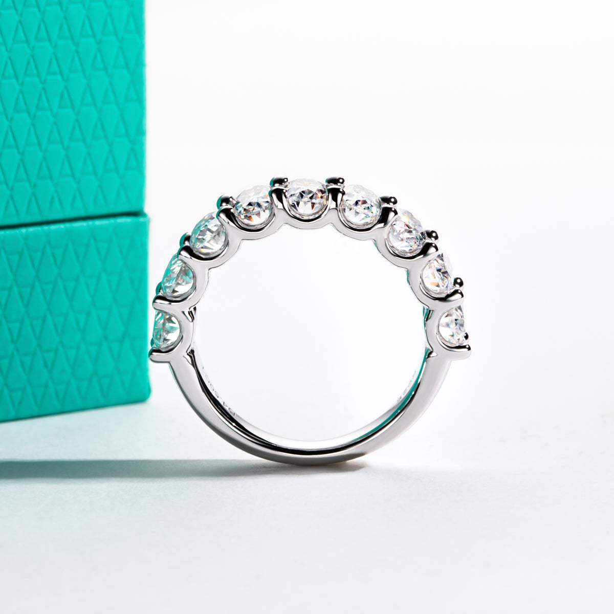 S925 Silver Oval Moissanite Half Eternity Ring