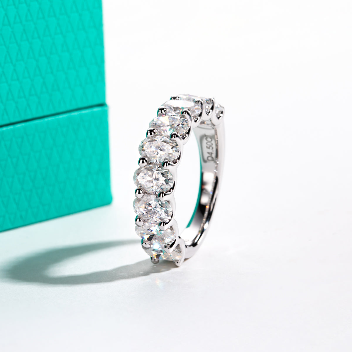 S925 Silver Oval Moissanite Half Eternity Ring
