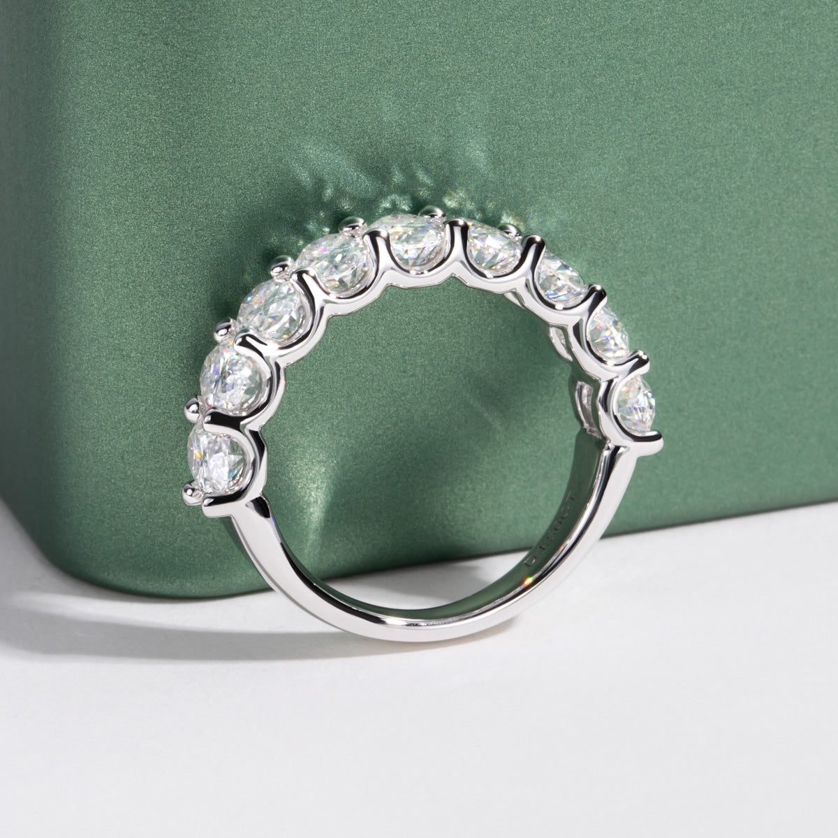 S925 Silver Oval Moissanite Half Eternity Ring