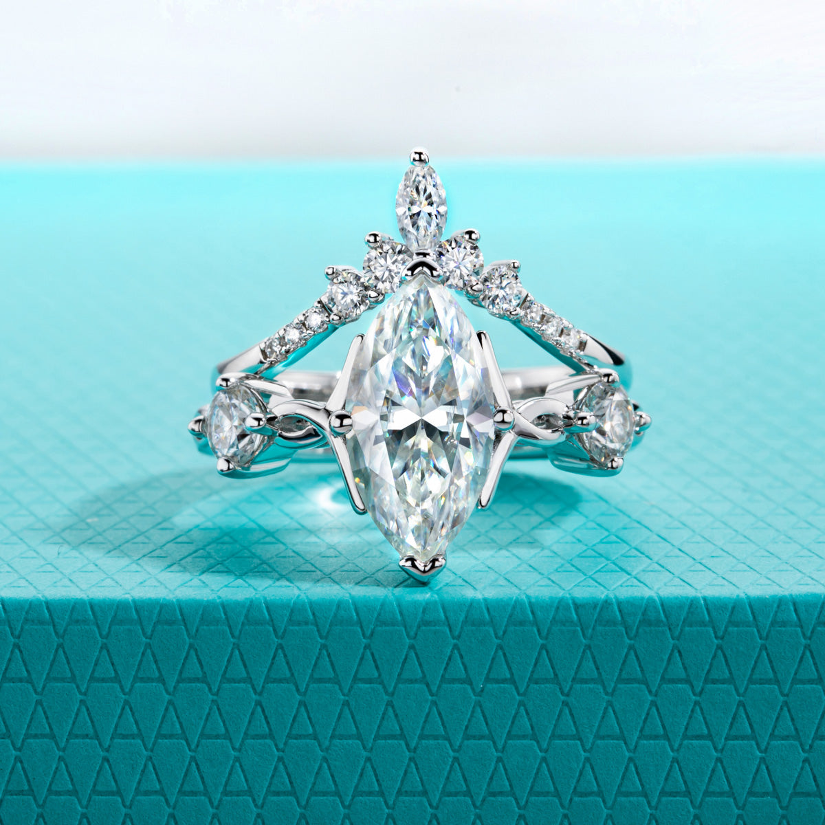 Marquise Moissanite Stacking Rings | S925 Silver Two-piece Ring Set