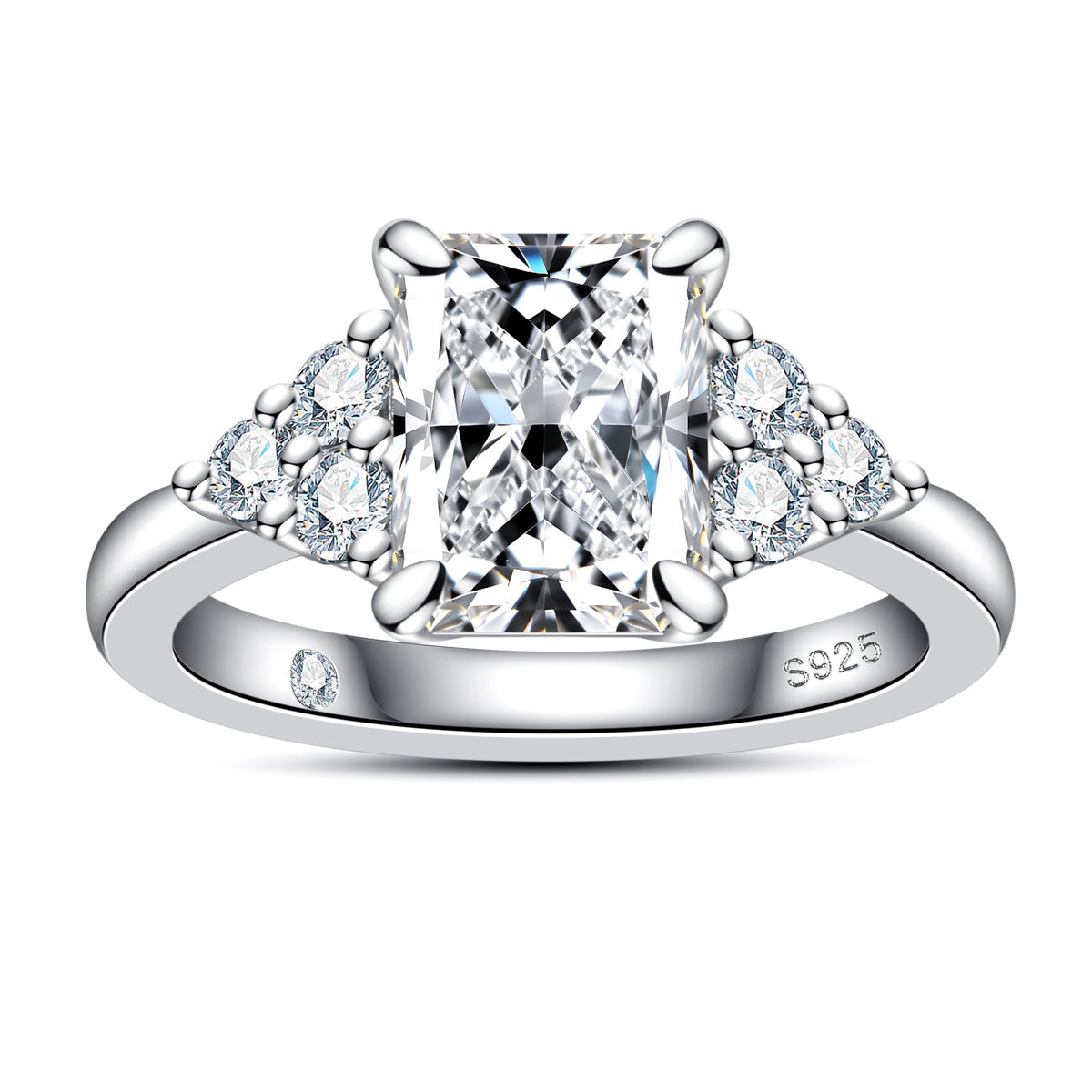 S925 Sterling Silver Radiant Cut Moissanite Ring
