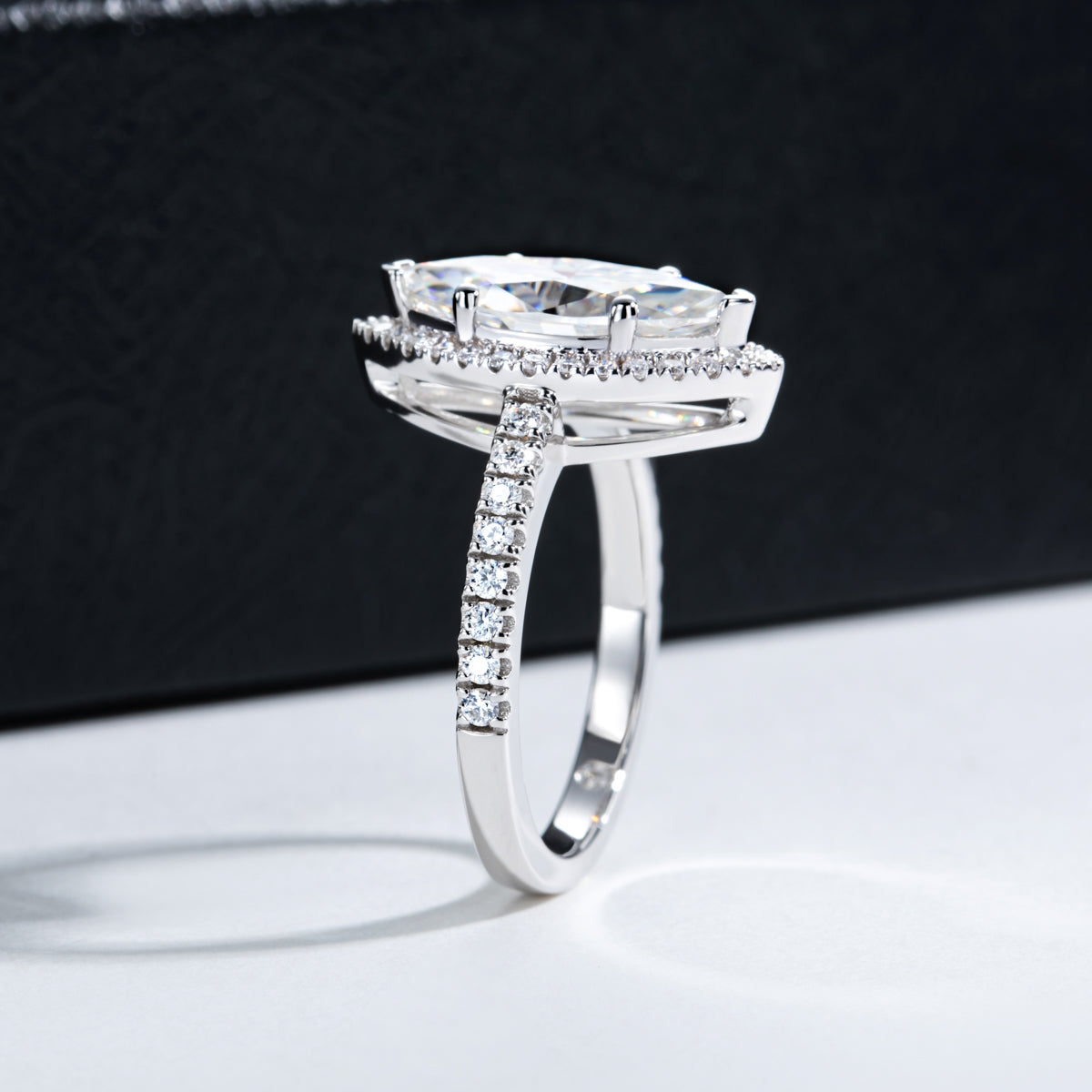 S925 Silver Marquise Moissanite Ring
