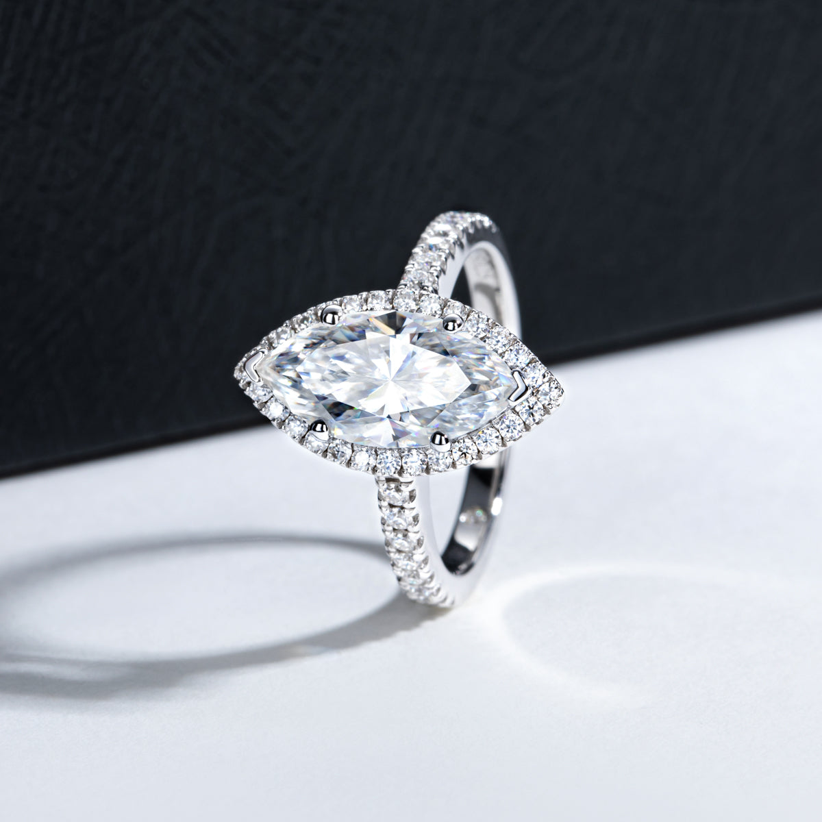 S925 Silver Marquise Moissanite Ring