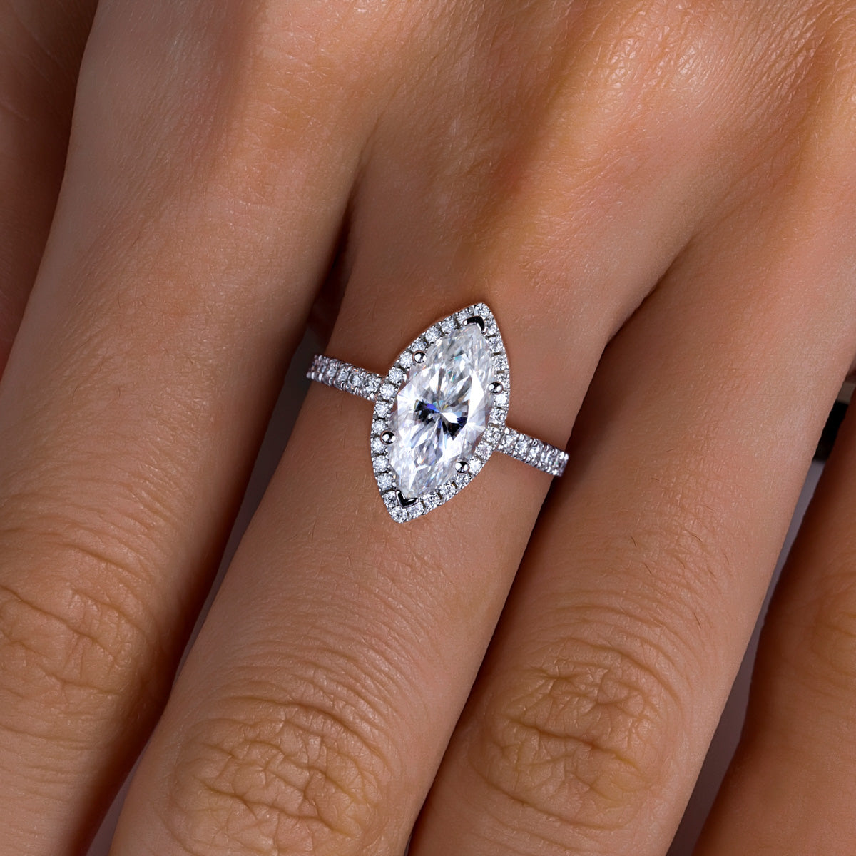 S925 Silver Marquise Moissanite Ring