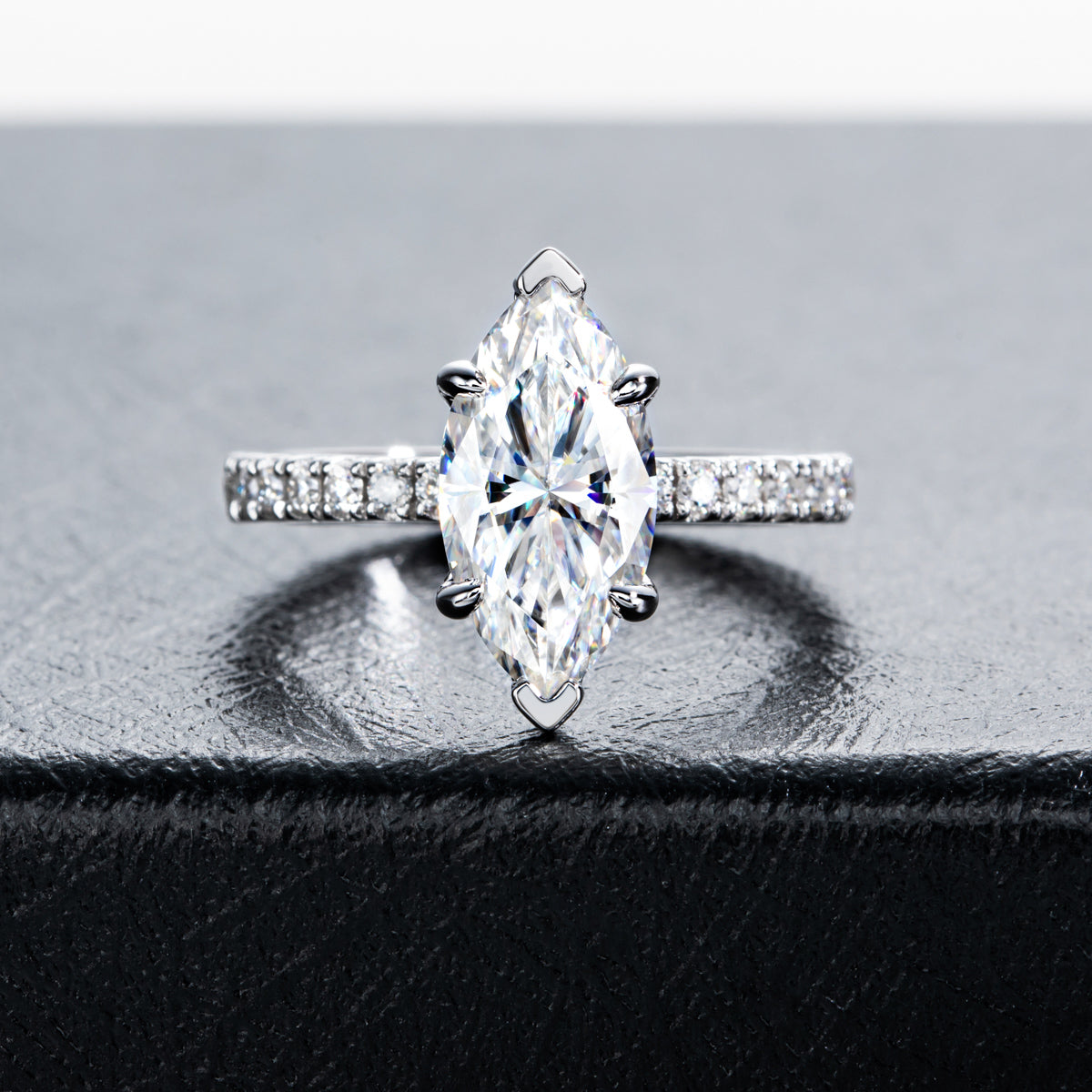 S925 Sterling Silver Marquise Cut Moissanite Ring